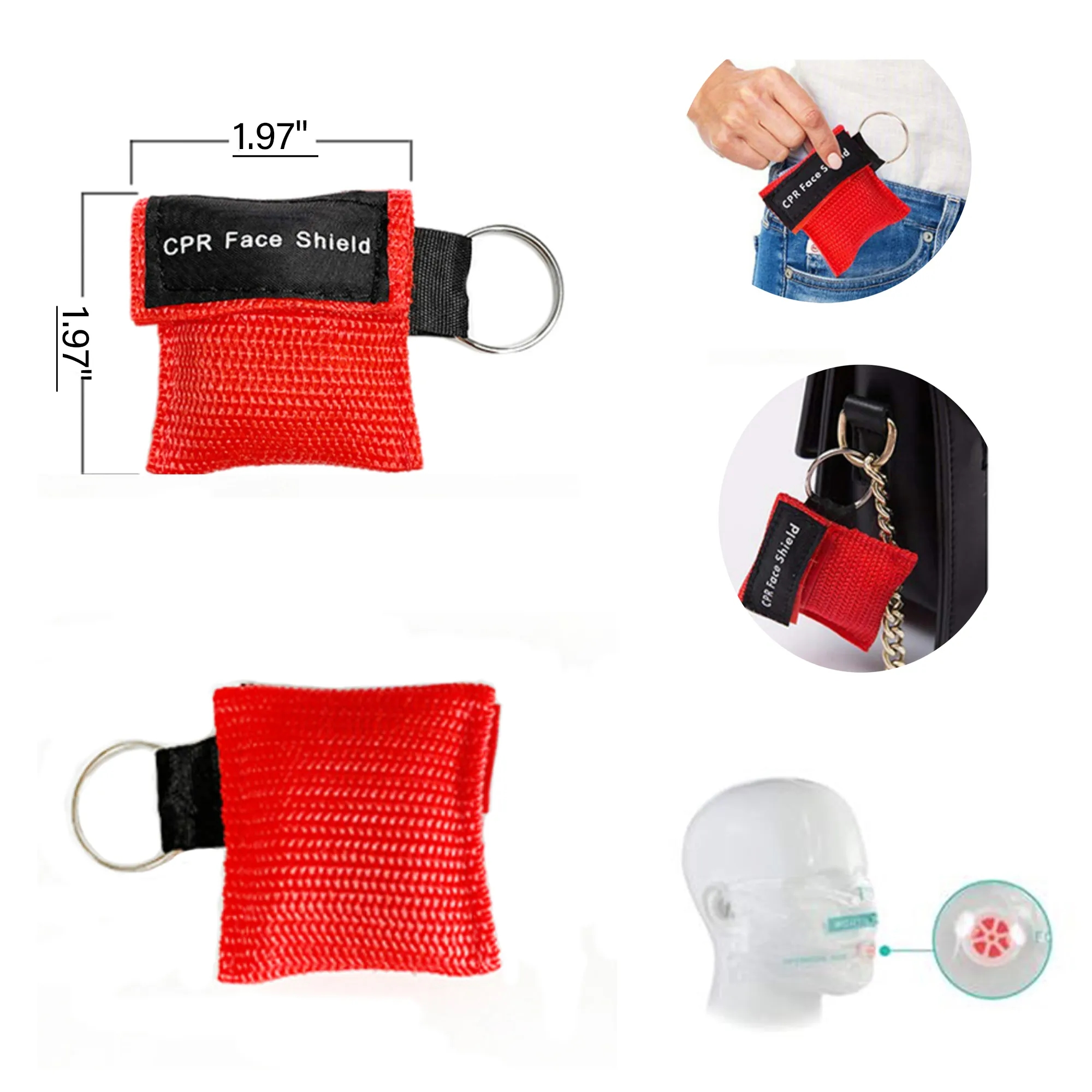 CPR First Aid Face Shield Mask Keychain 2