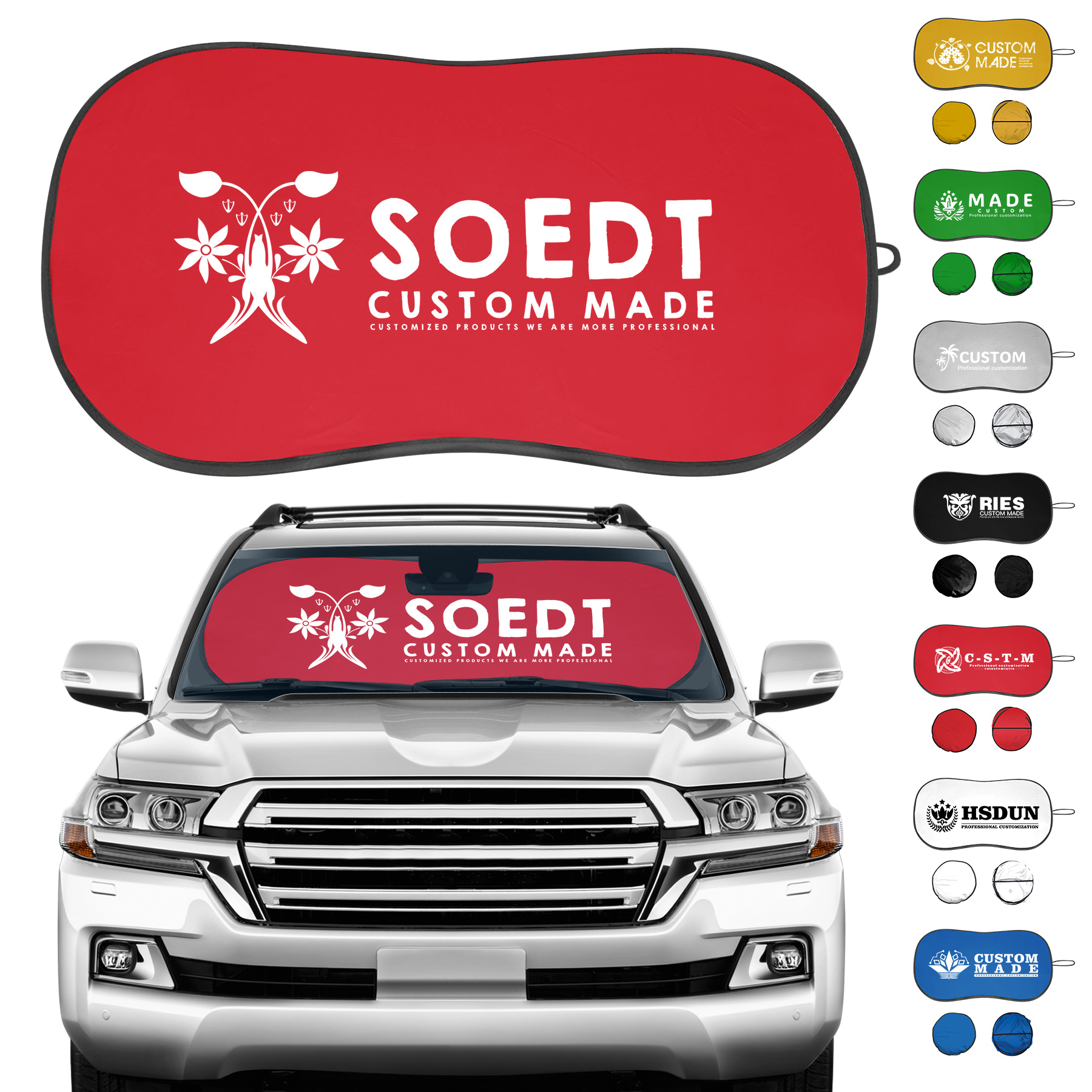 170T Silver-Coated Automotive Front Windshield Sun Visor 1