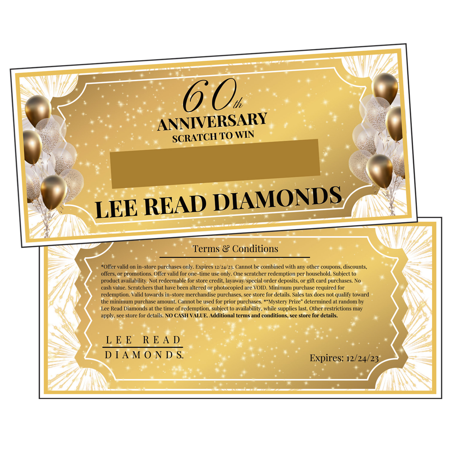 2.25 x 5.0" Scratch-Off Card - 4/4 Print 1