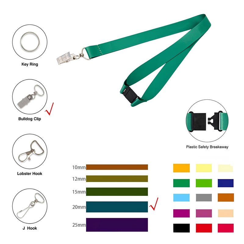 3/4" Wide Dye-Sublimated Polyester Lanyard W/ Metal Bulldog Clip & Plastic Safety Breakaway 2