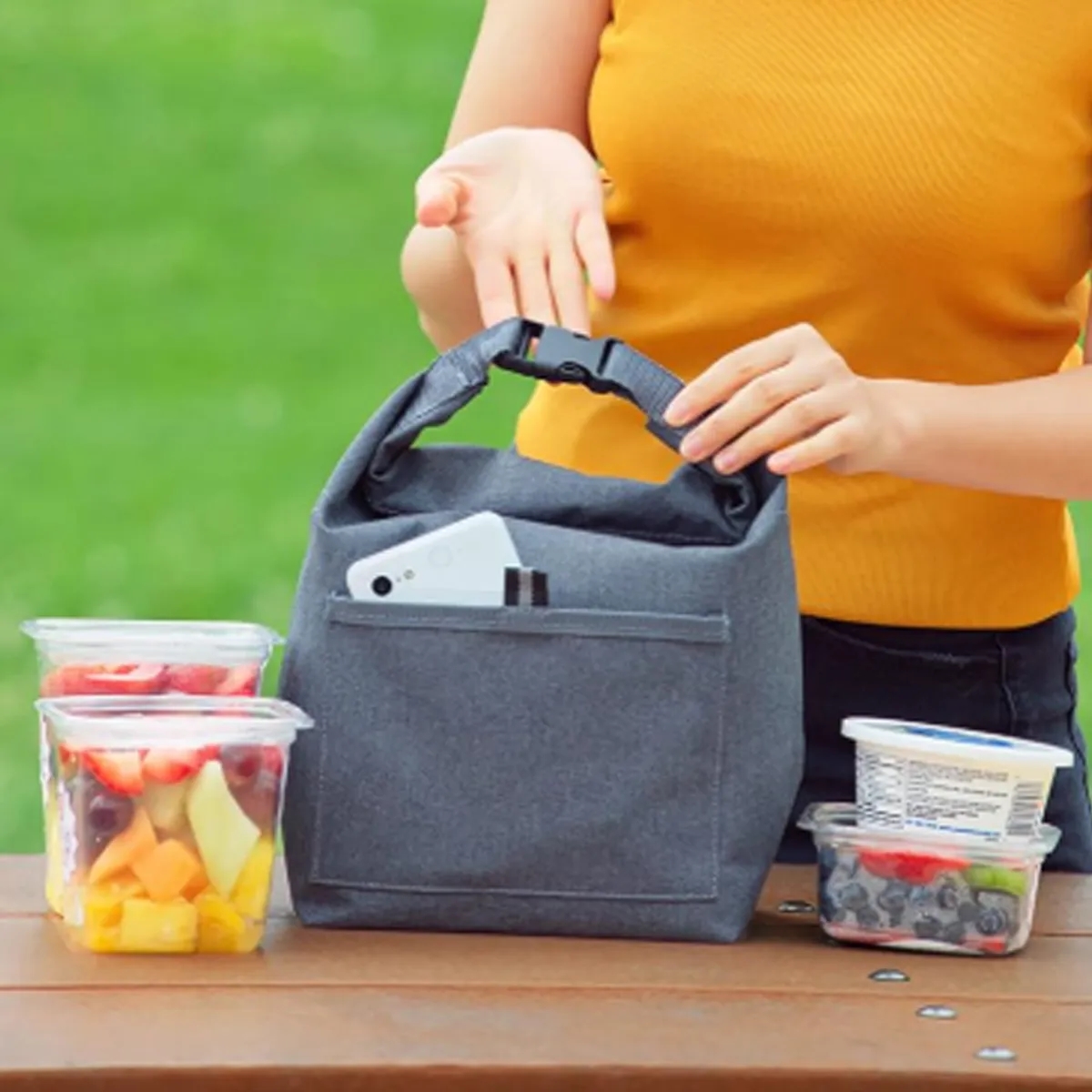 Reusable Insulated Tote Lunch Bag with Buckle Closure Cooler 2