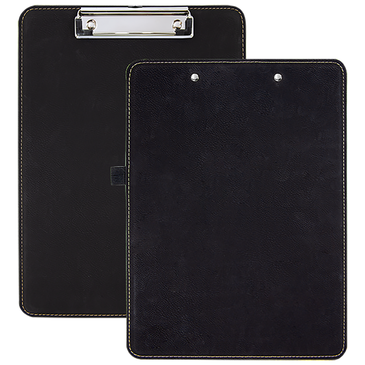 9" x 12 1/2" Black/Gold Leatherette Clipboard 1
