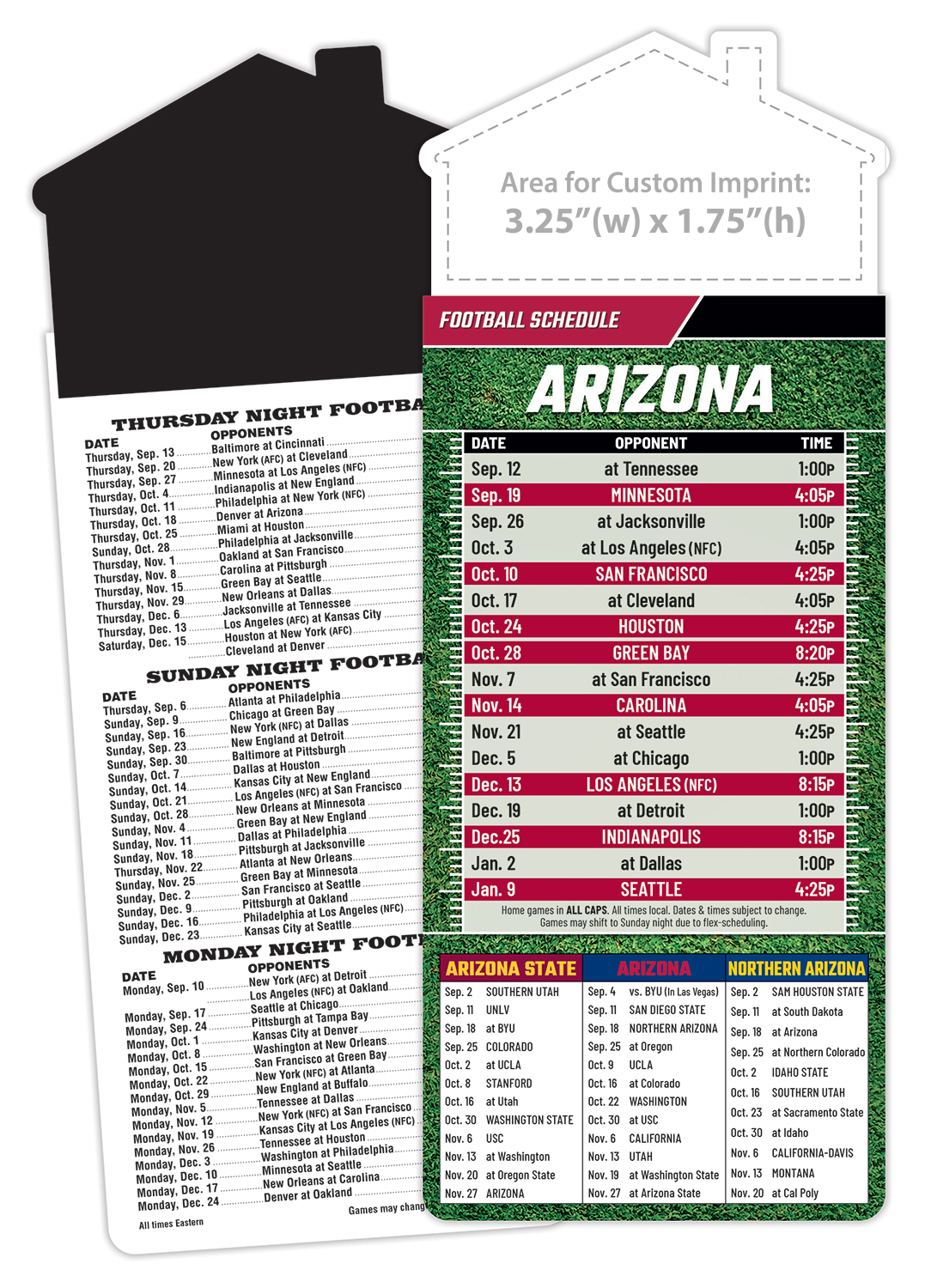 Magna-Card House Shape Magnet Football Schedules (3.5x9)