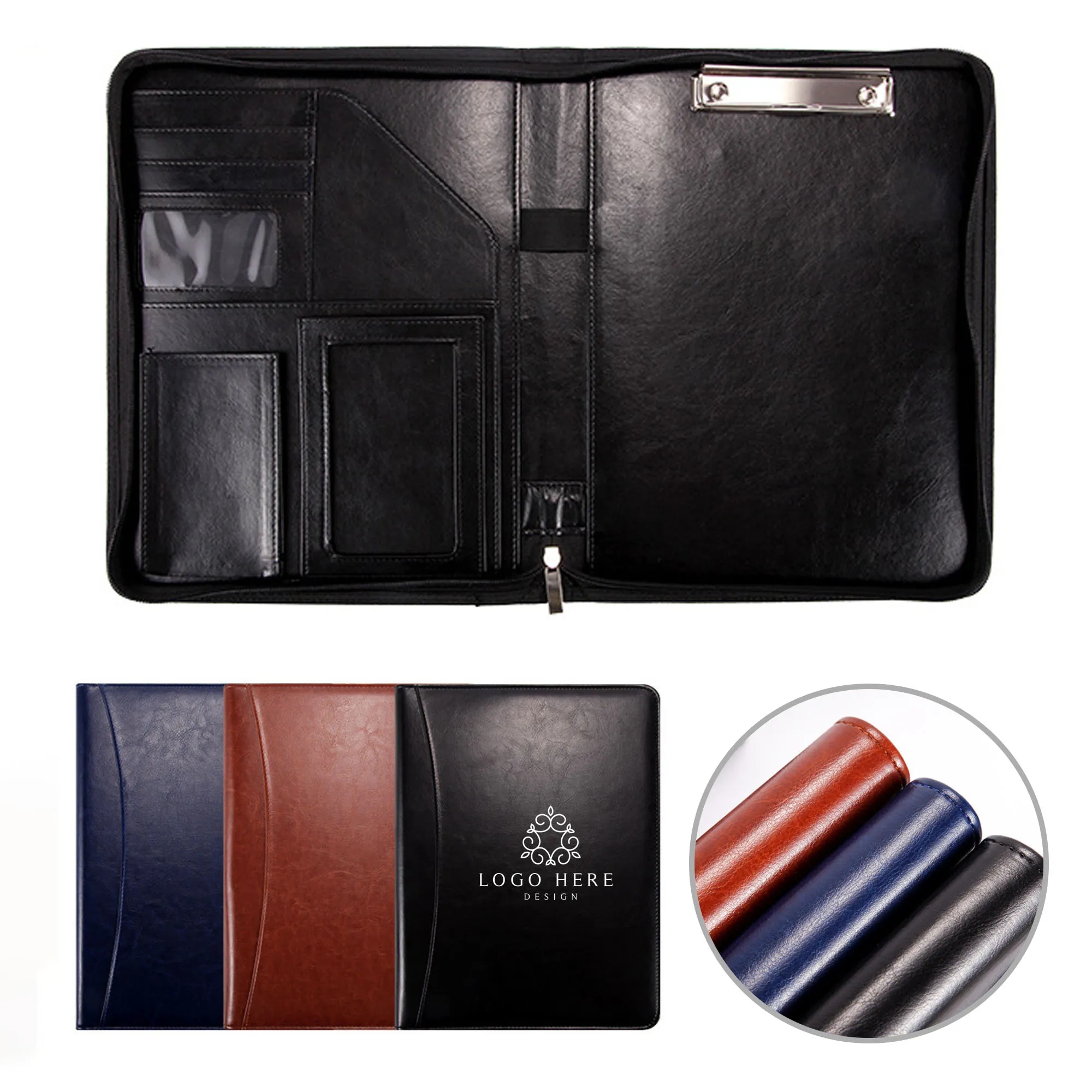 A4 Zipper Business Leather Padfolio 3