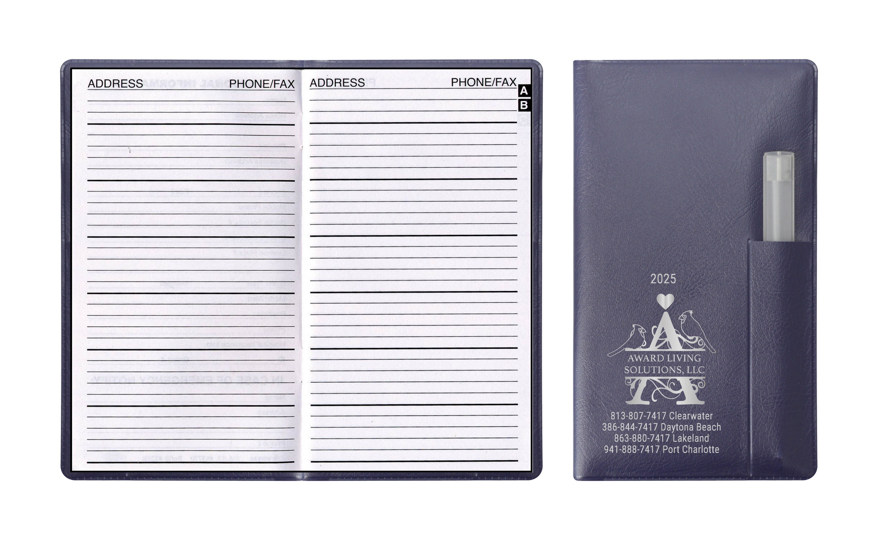 Executive Vinyl Cover Address Book with Pen 2