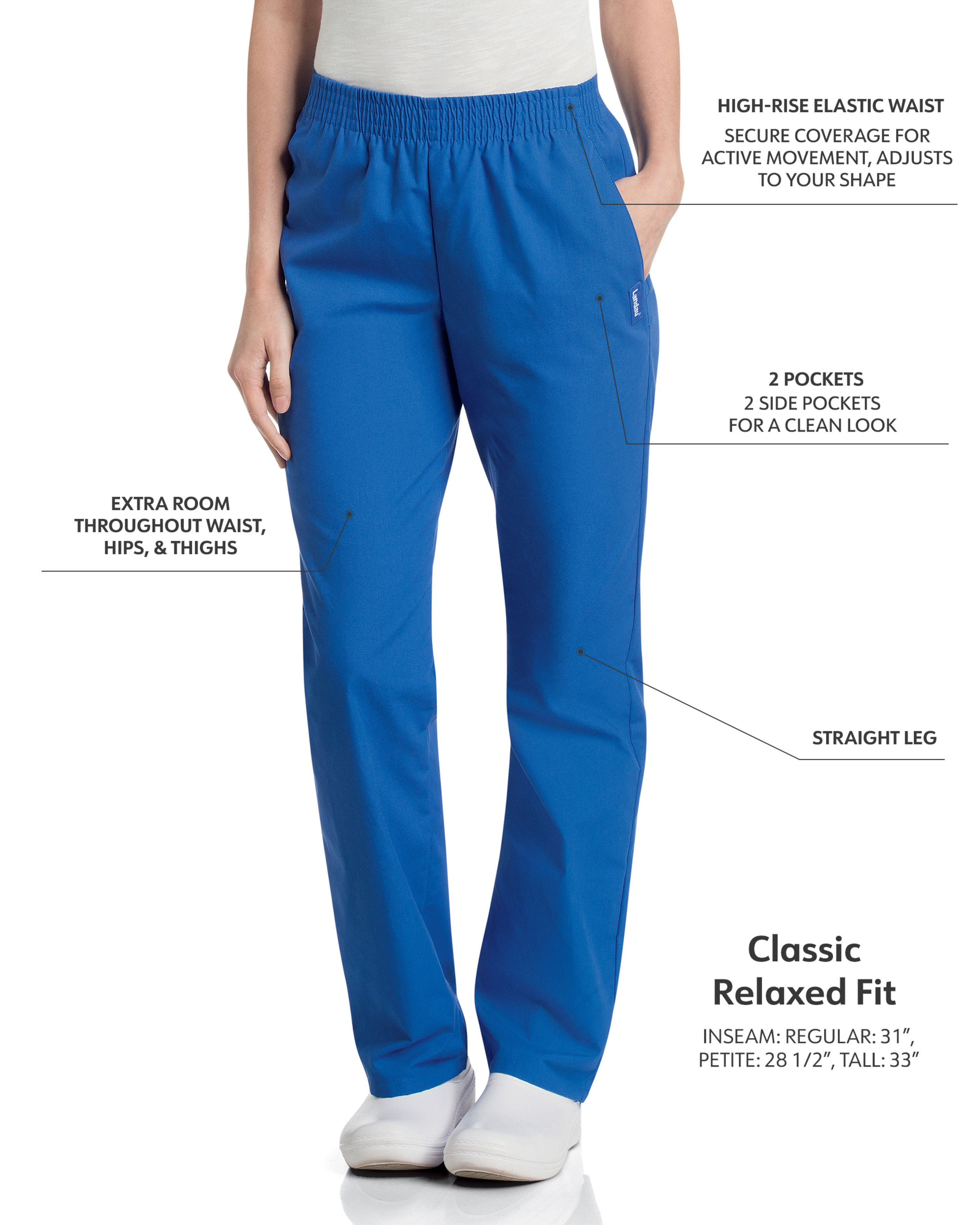 Landau - Essentials - Women's Two-Pocket High-Rise Elastic Waist Straight Leg Pant 7