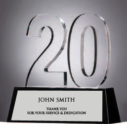 Years Of Service In Black And Clear Crystal 7