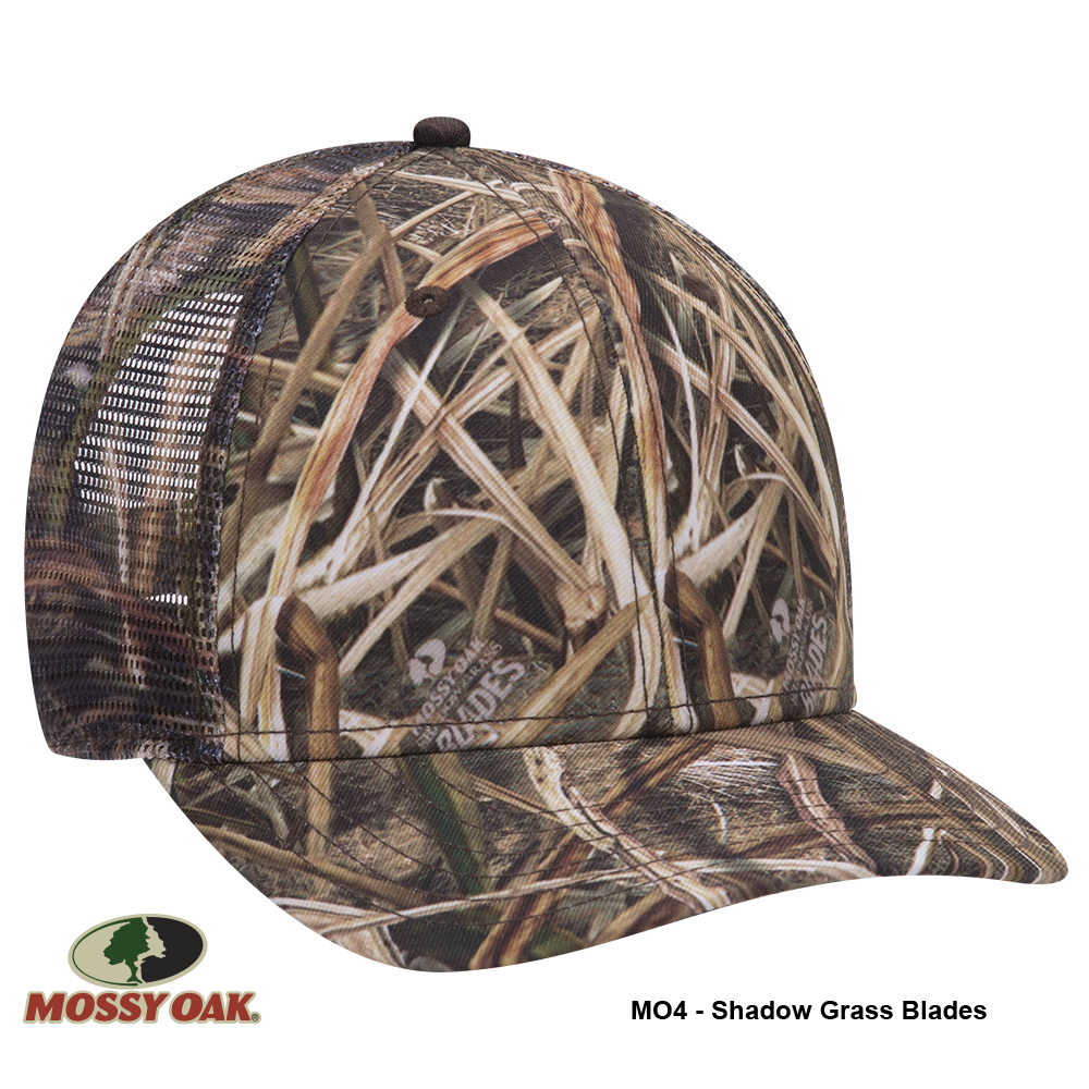 OTTO CAP® Mossy Oak Camouflage Superior Polyester Twill 6 Panel Low Profile Mesh Back Trucker Hat 3