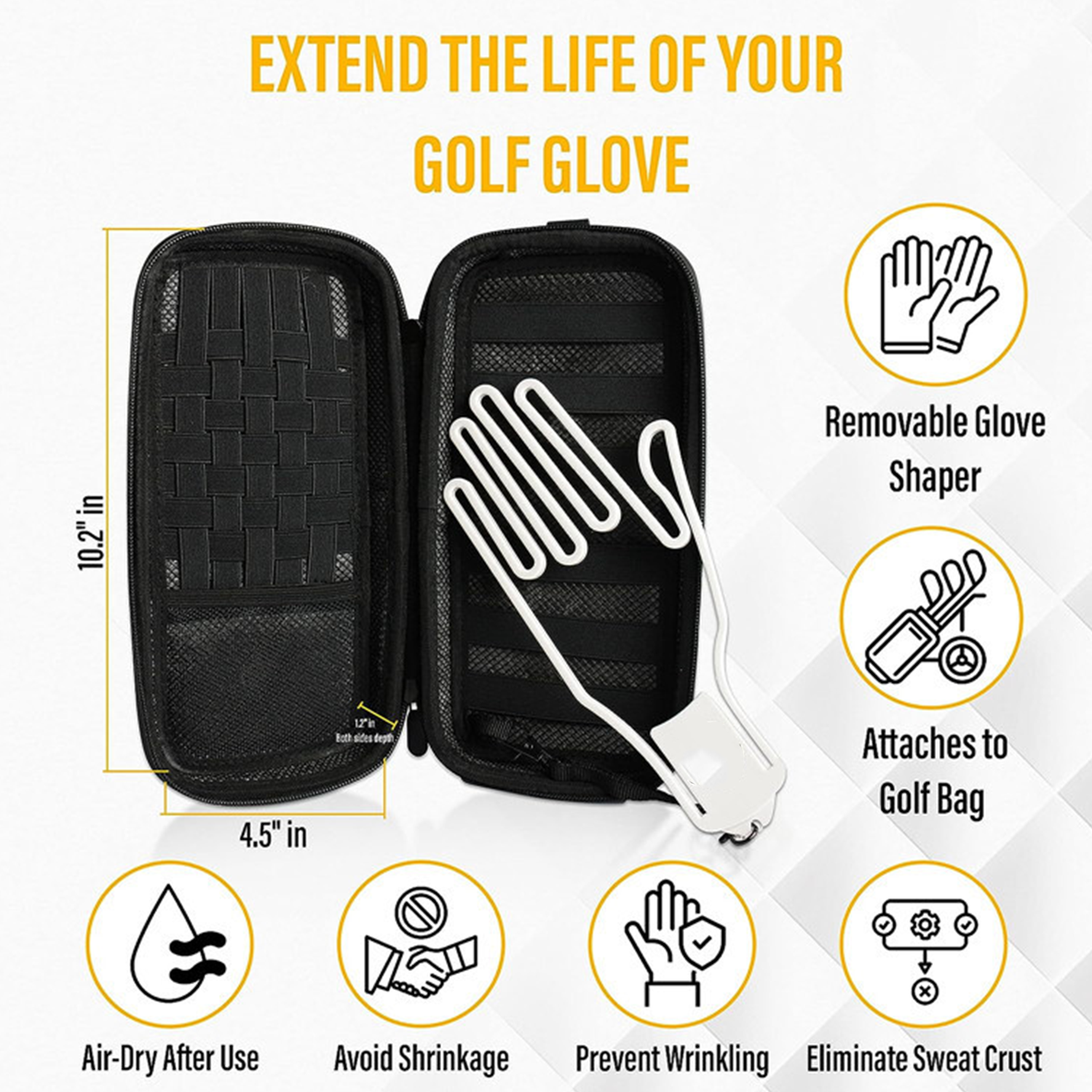 Golf Accessory Case—Waterproof Hard Organizer w/Glove Hanger 4