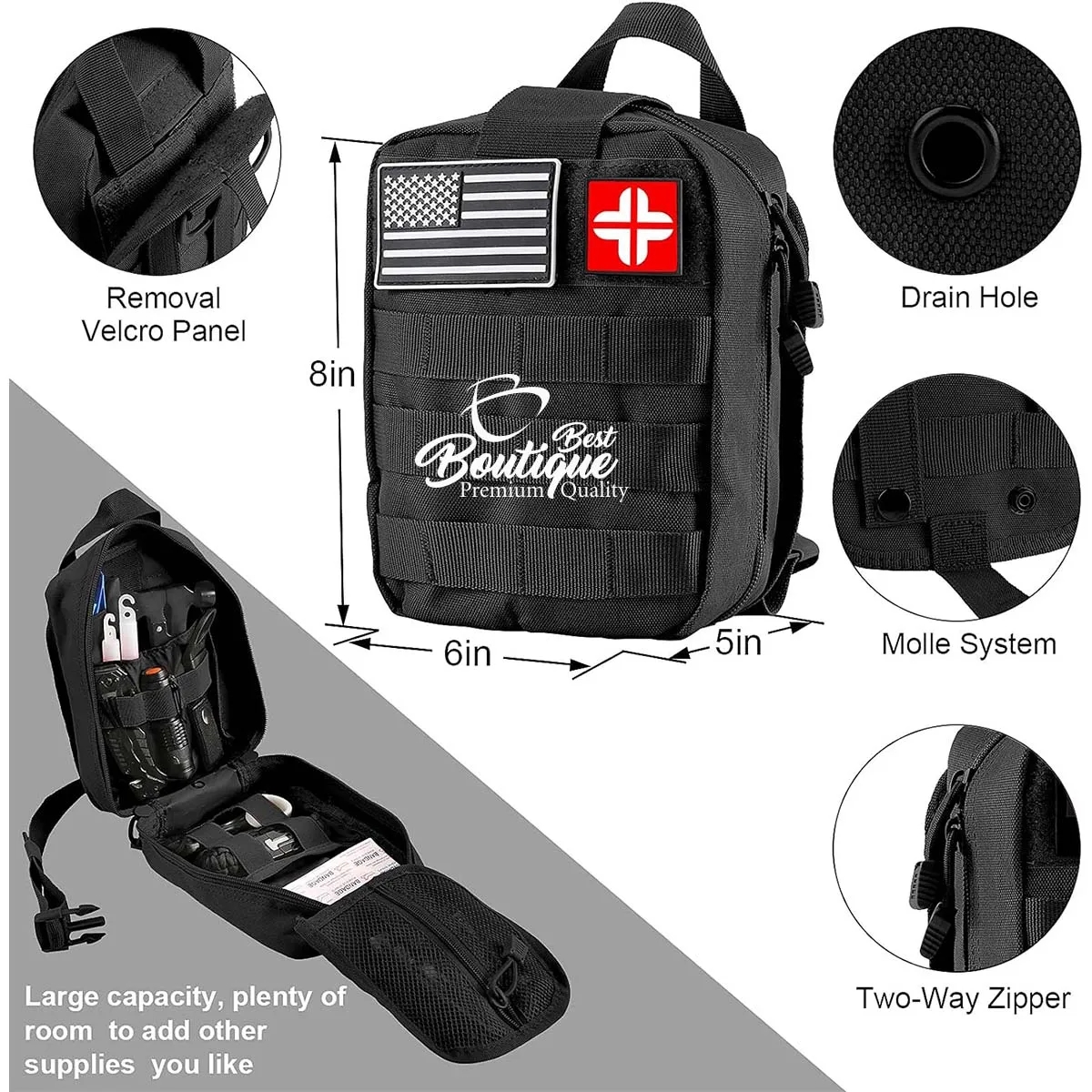 142Pcs Multipurpose Professional Survival Kit First Aid Kit 5
