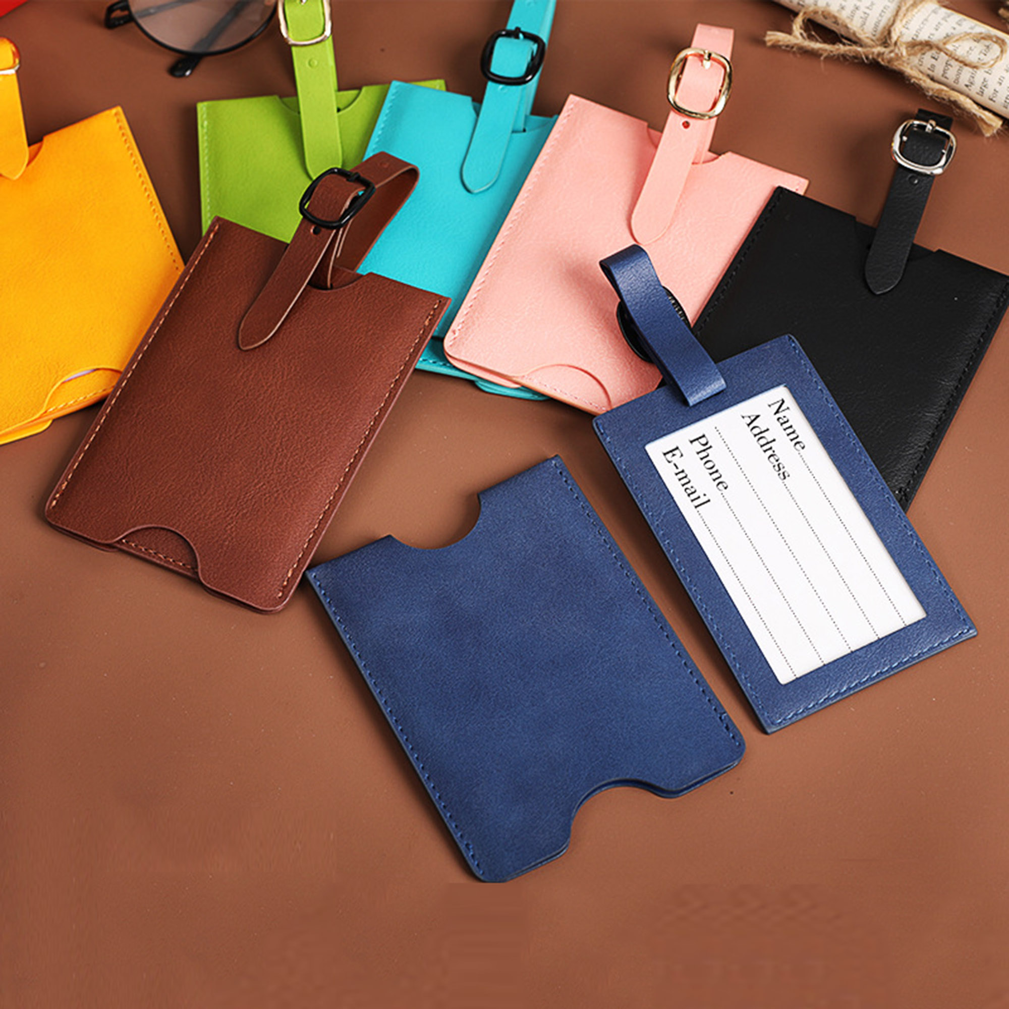 Debossed Premium PU Leather Luggage Bag Tags 2