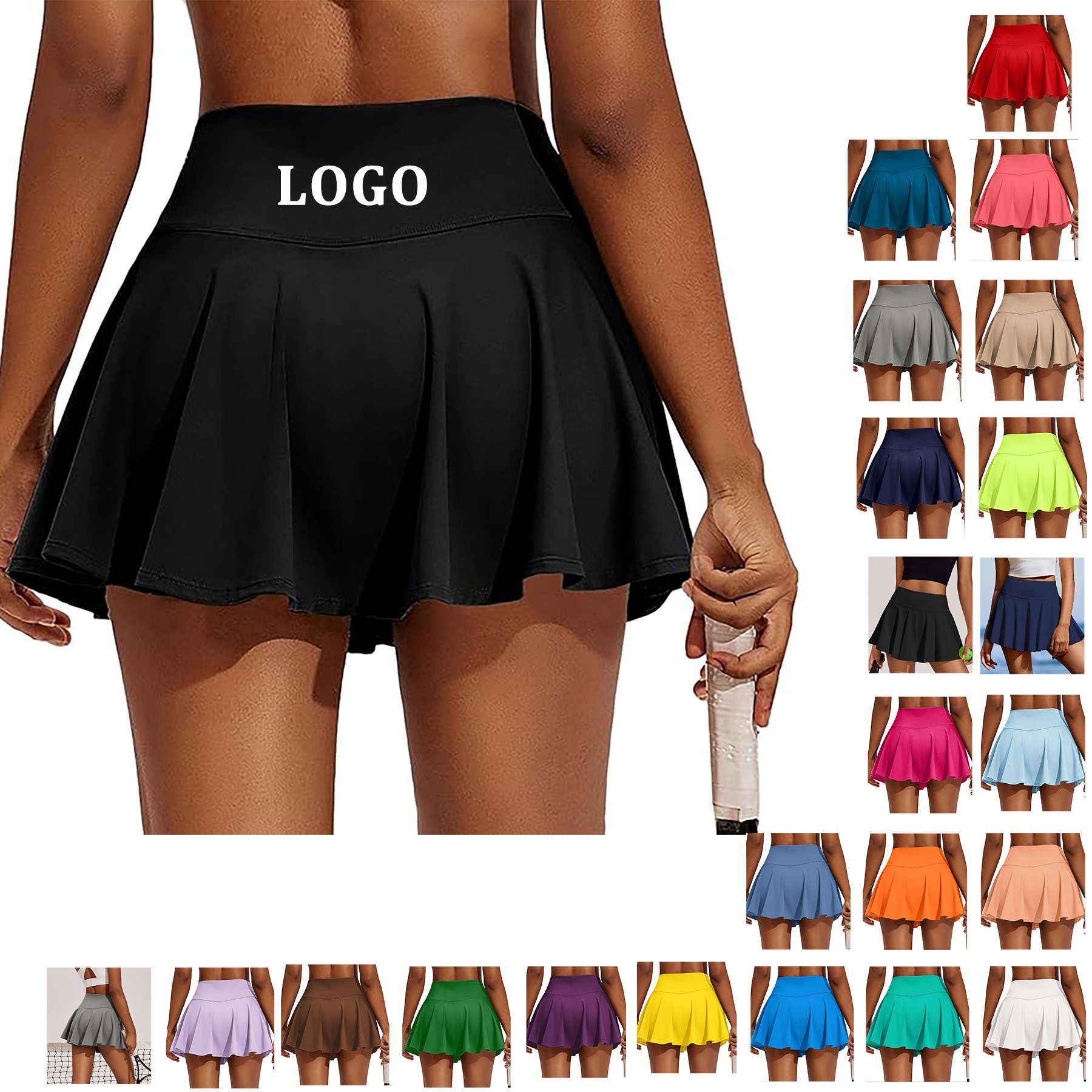 Women's Tennis Skirt Pleated Sports Skirt With Pockets 1