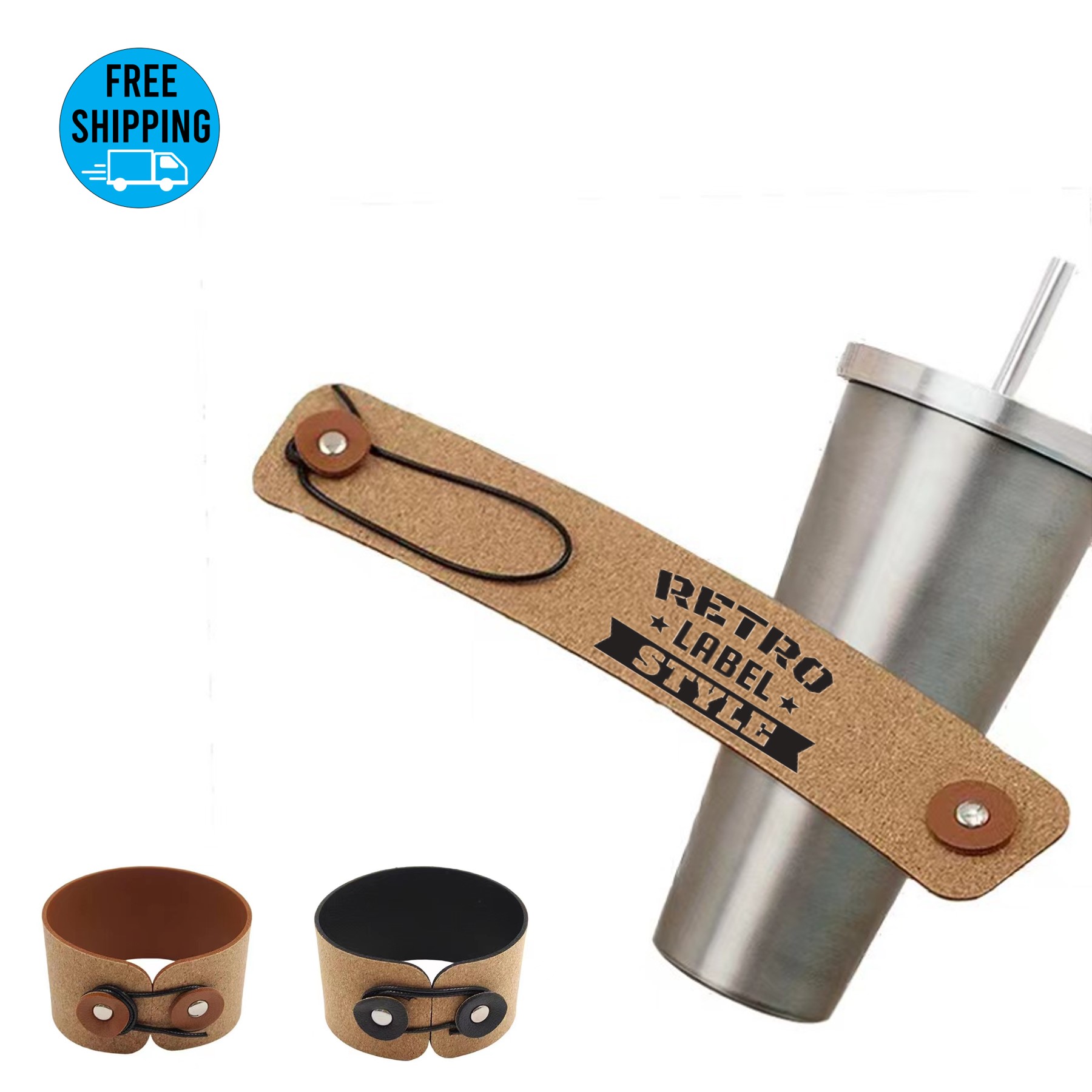 Retro Cork Cup Sleeve adjustable Holder/Bracelet 2