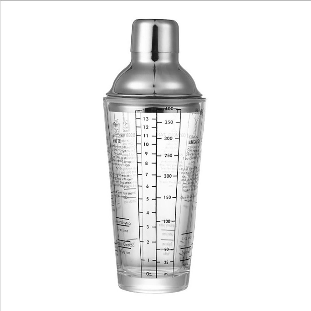 13.5 Oz Glass Cocktail Shaker Printed With Recipes 3