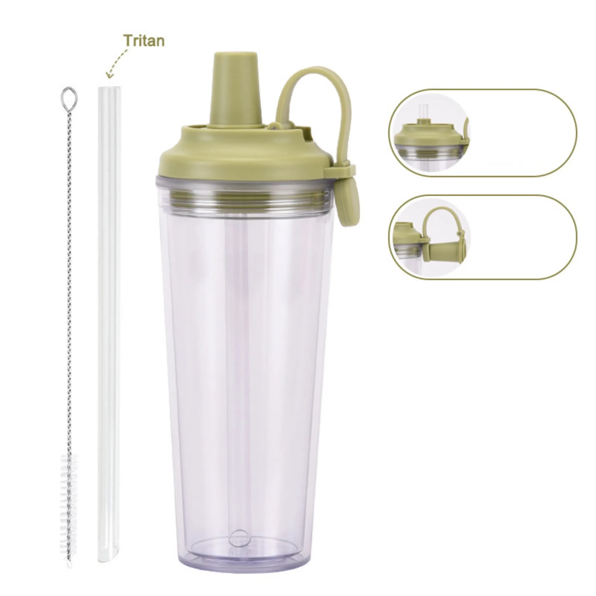 24oz Double-Layer Plastic Straw Cup 1