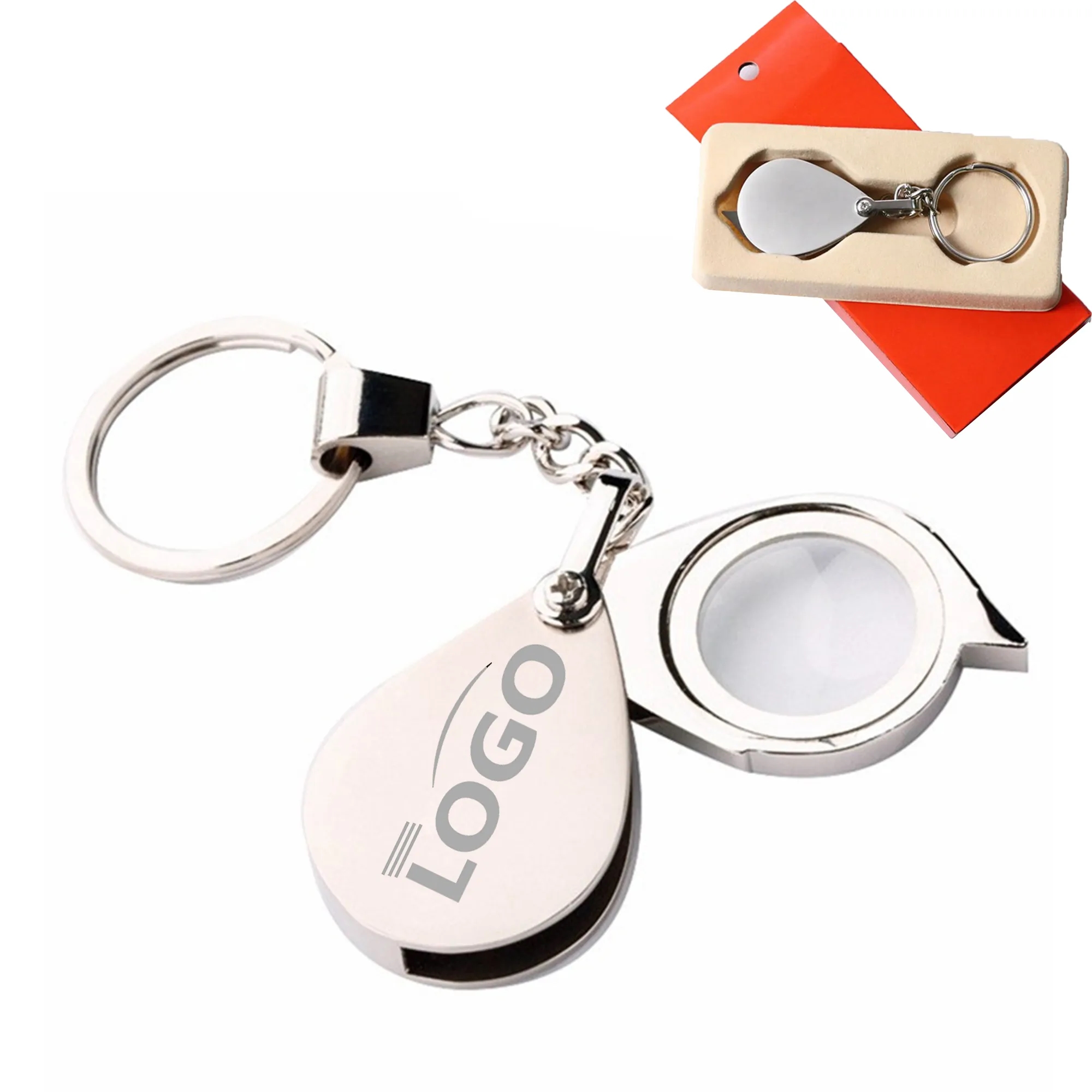 Zinc Alloy Portable 5x Magnifying Glass Keychain 2