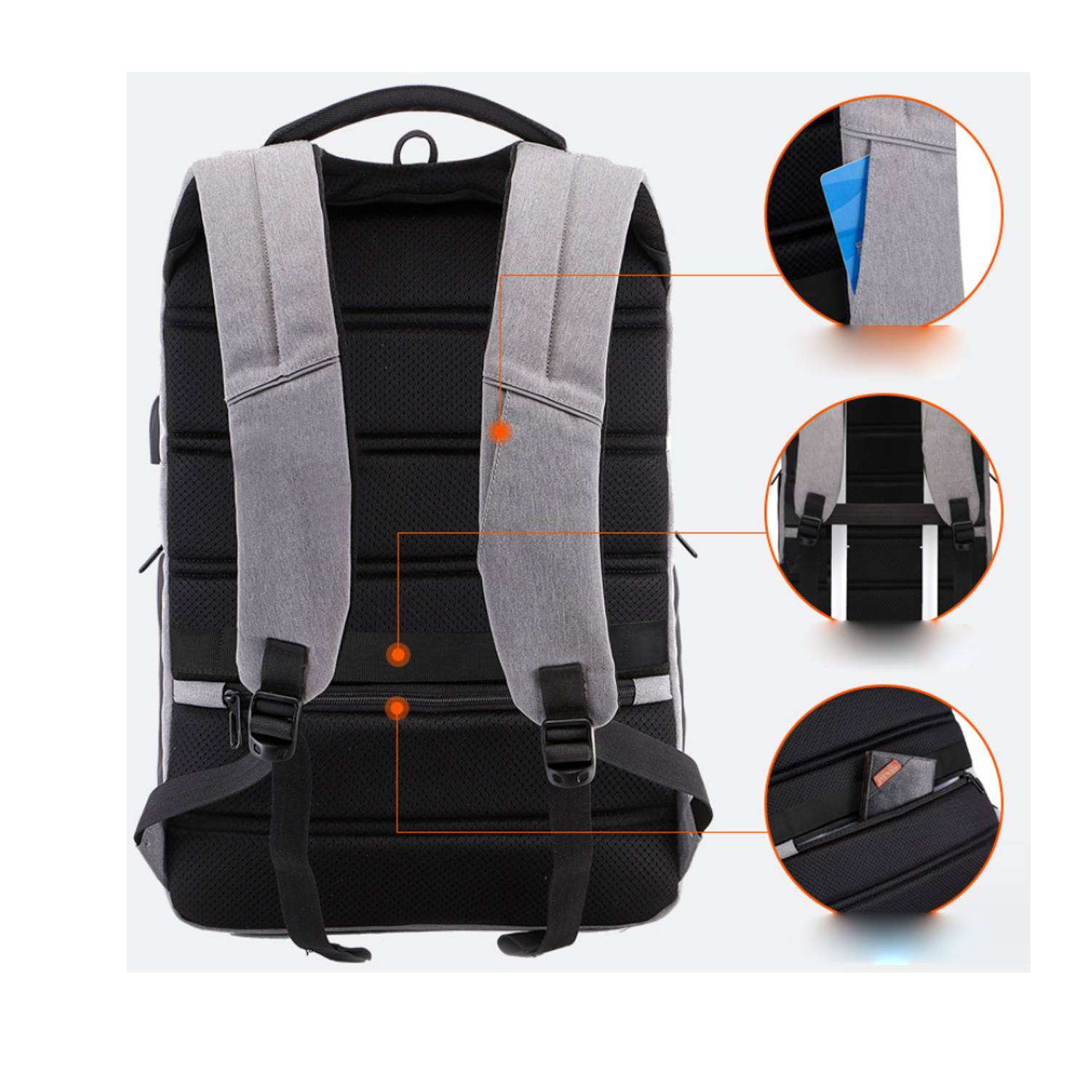 Computer Polyester Backpack With Usb Charging Port 3