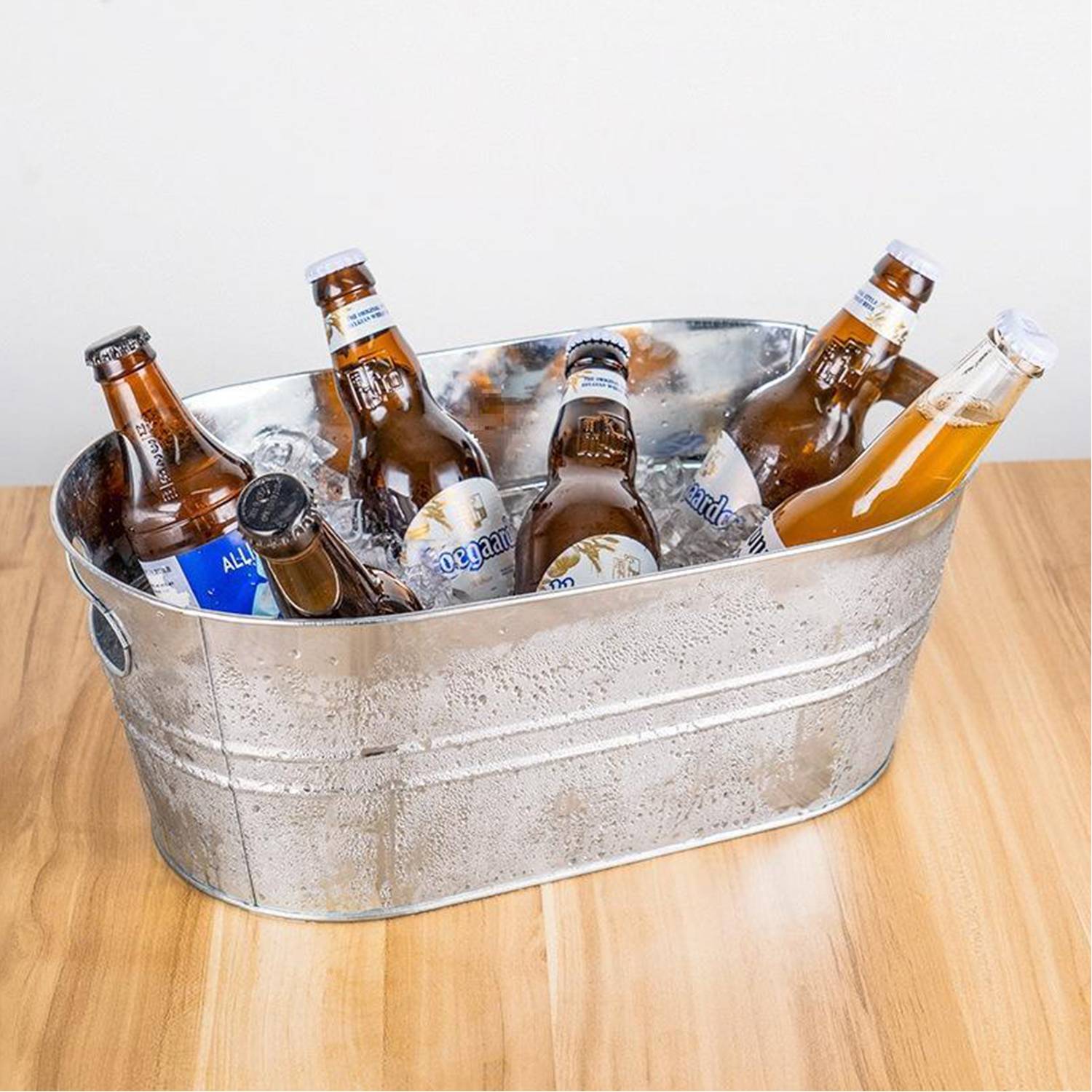 15L Galvanized Stainless Steel Oval Beverage Tub 2