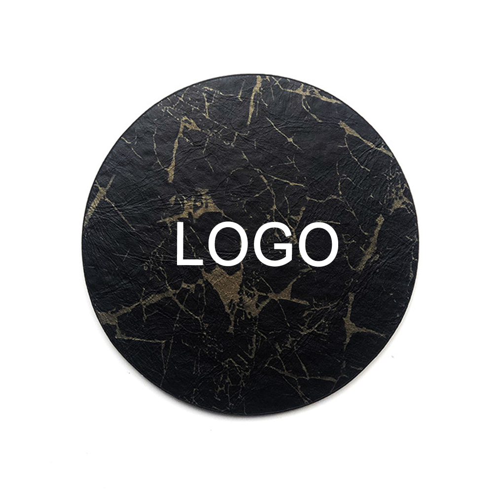 Round Marbled PU Leather Cup Coasters 2