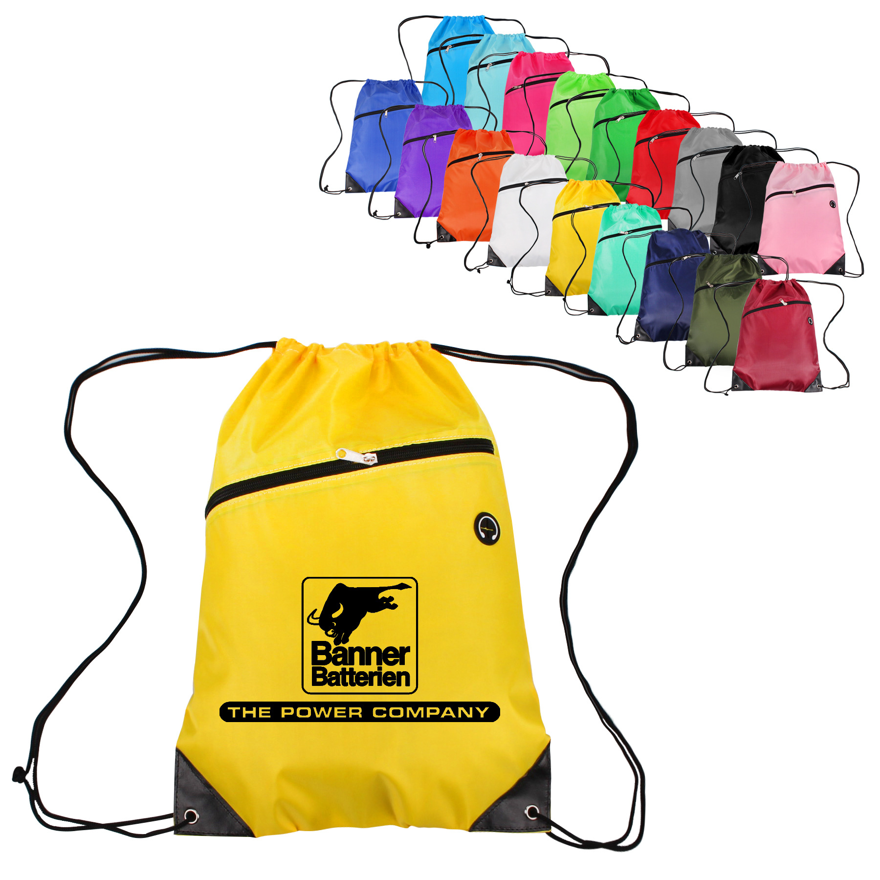 Hit Sport Drawstring Backpack with Front Independent Zipper Pocket