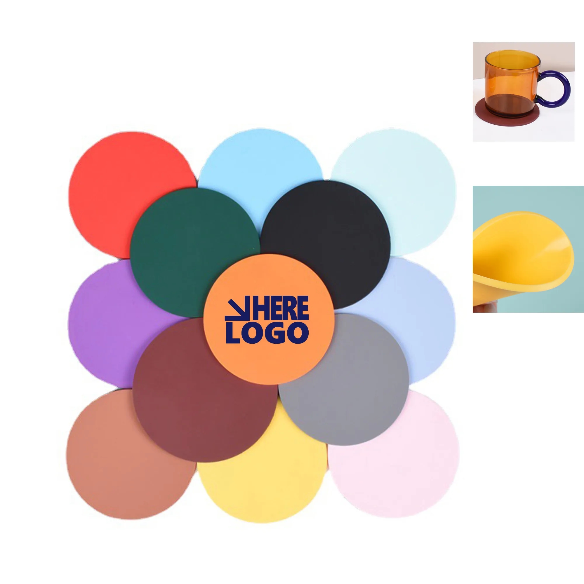 MOQ 100Pcs Soft PVC Round Rubber Silicone Coaster 2