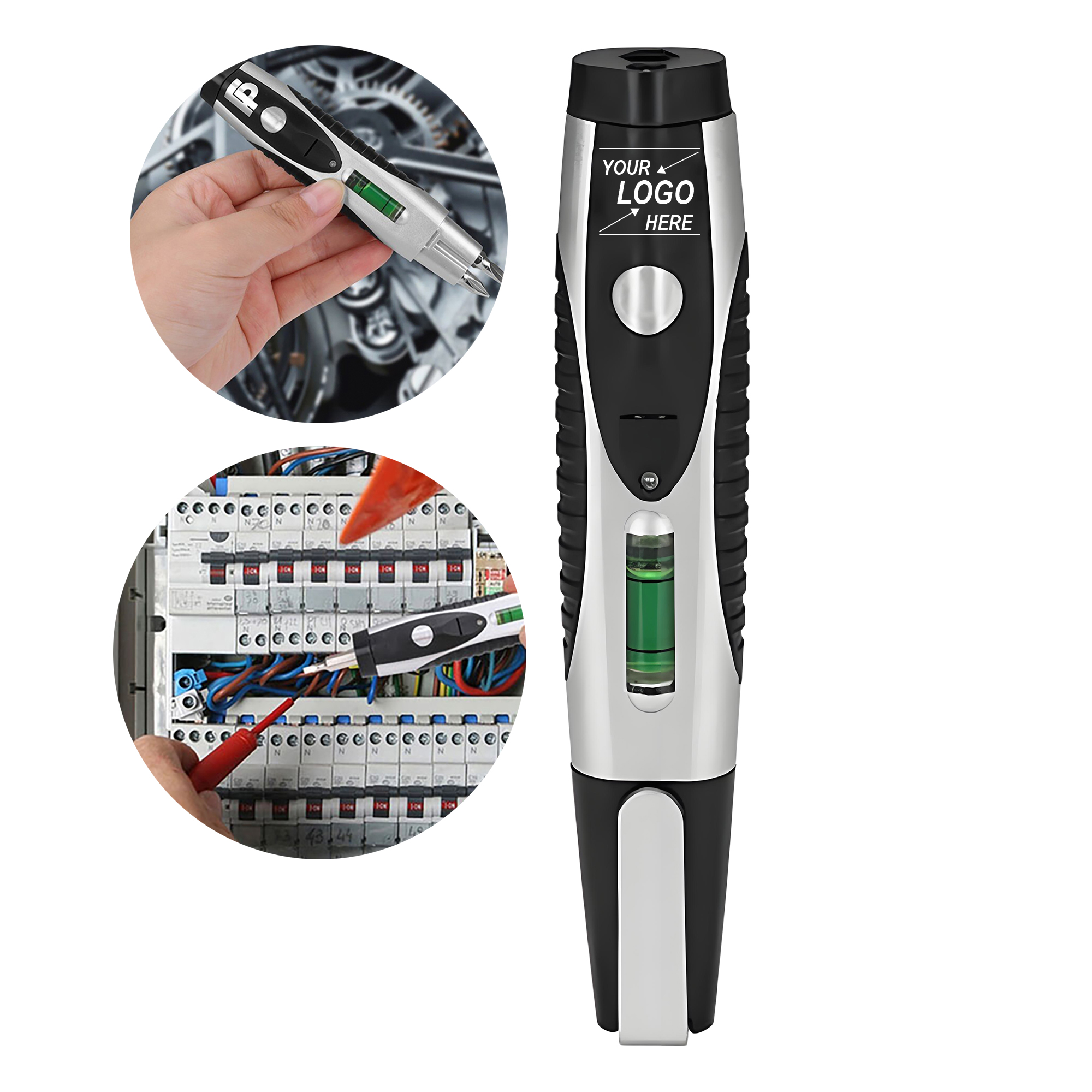 Compact 3-in-1 Stainless Steel Screwdriver Set with Built-in Flashlight and Leveler 4