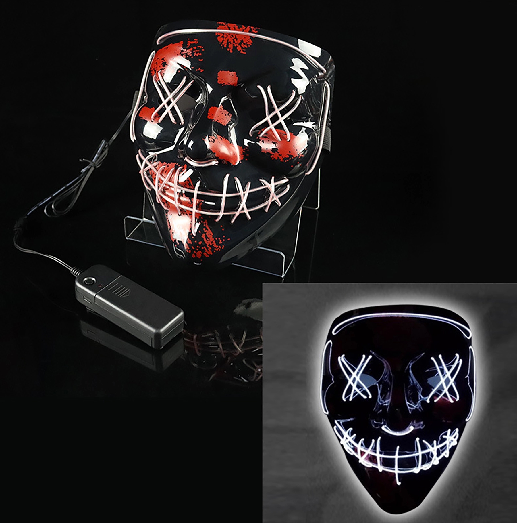 Scary LED Halloween Mask Cosplay Light Up for Men Women Kids 14