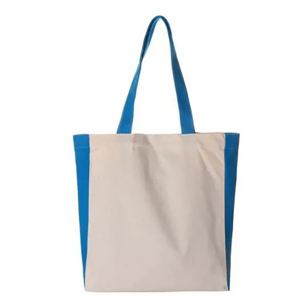 Canvas Book Tote Bag w/ Colorful Sides - 14"w x 14"h x 4"d 4