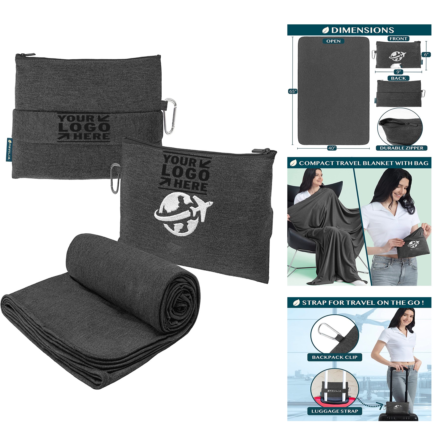 Soft Compact Travel Blanket and Pillow 2