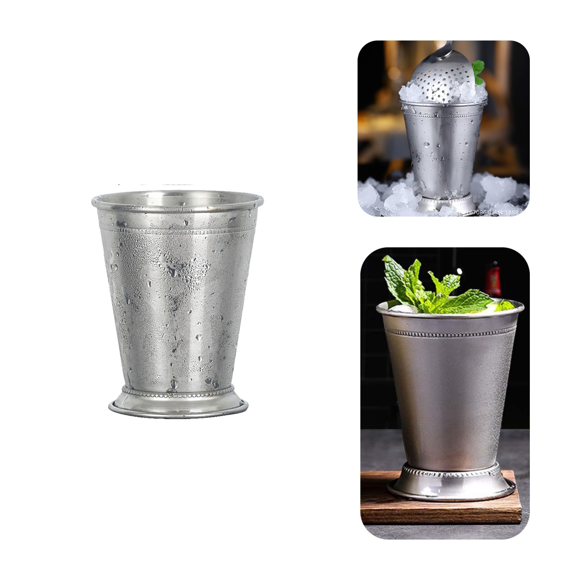 Mint Julep Cups With Beaded Trim Border 2