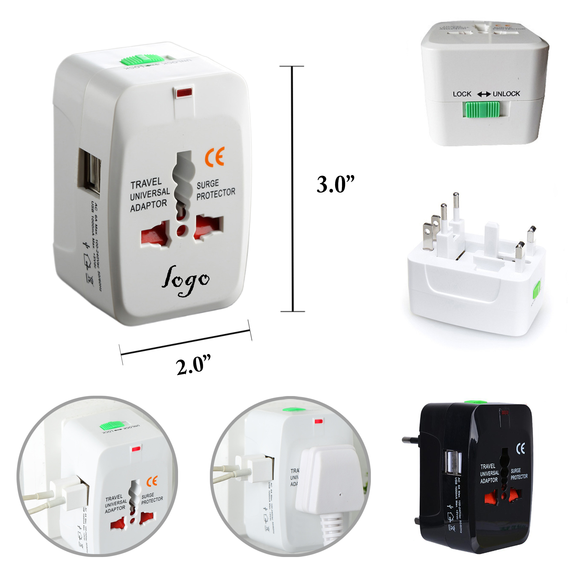 MOQ50 Universal Dual USB Travel Adapter 4
