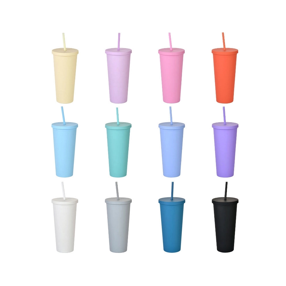 Plastic Water Cup with Lids and Straws 7