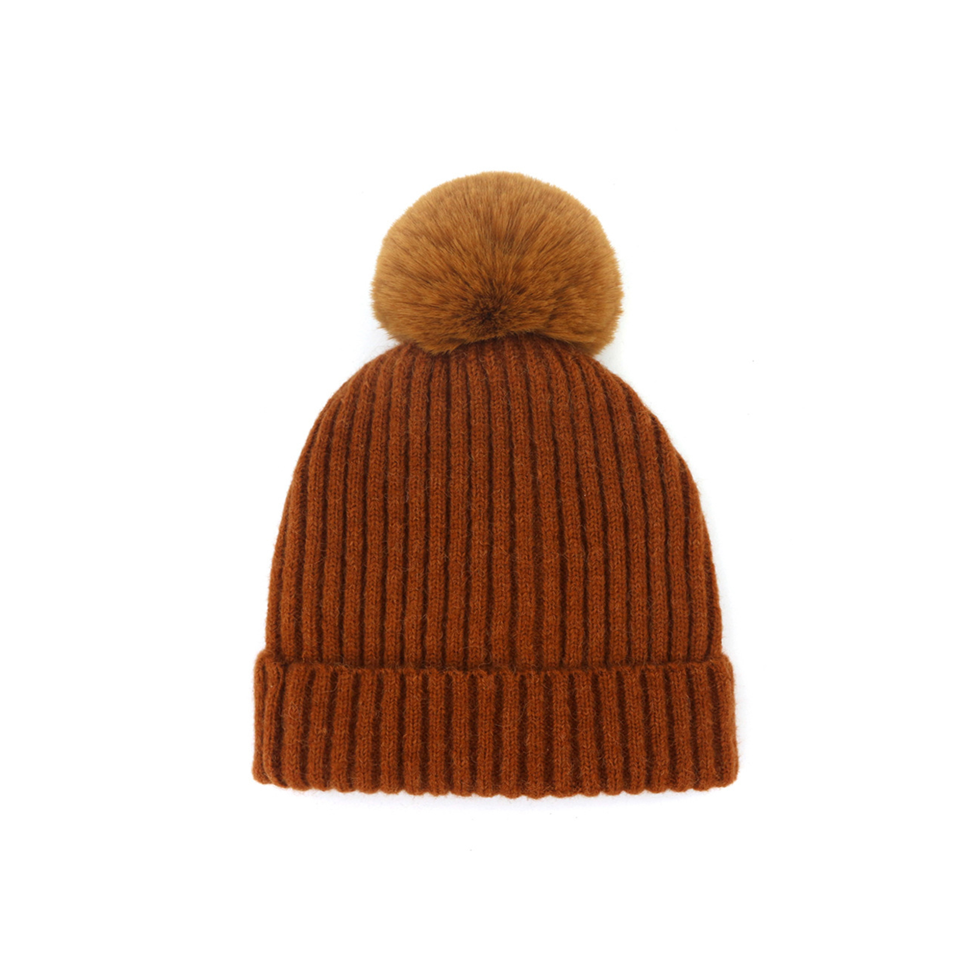 Acrylic Knit Beanie With Pom For Children High Top Style 7
