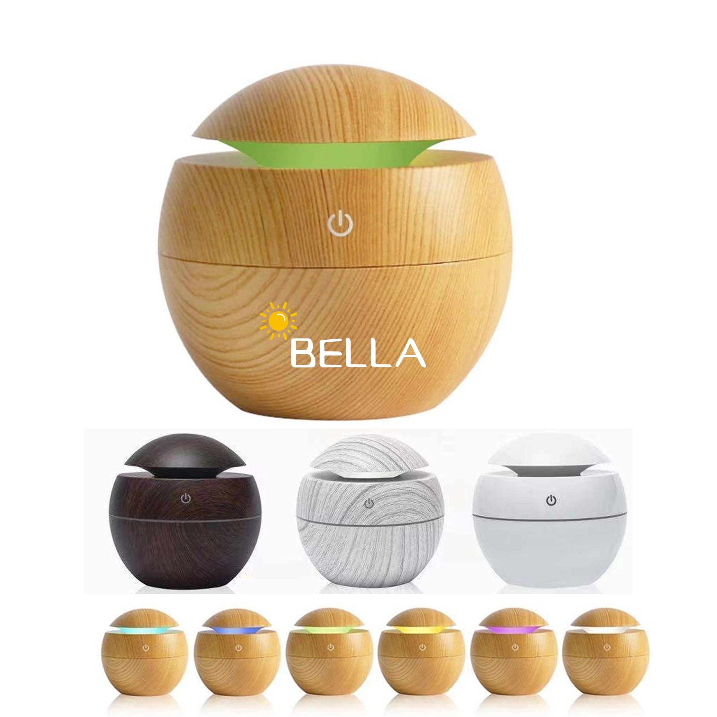 130Ml Usb Electric Air Humidifier Wood Grain 7 Color Lights 6