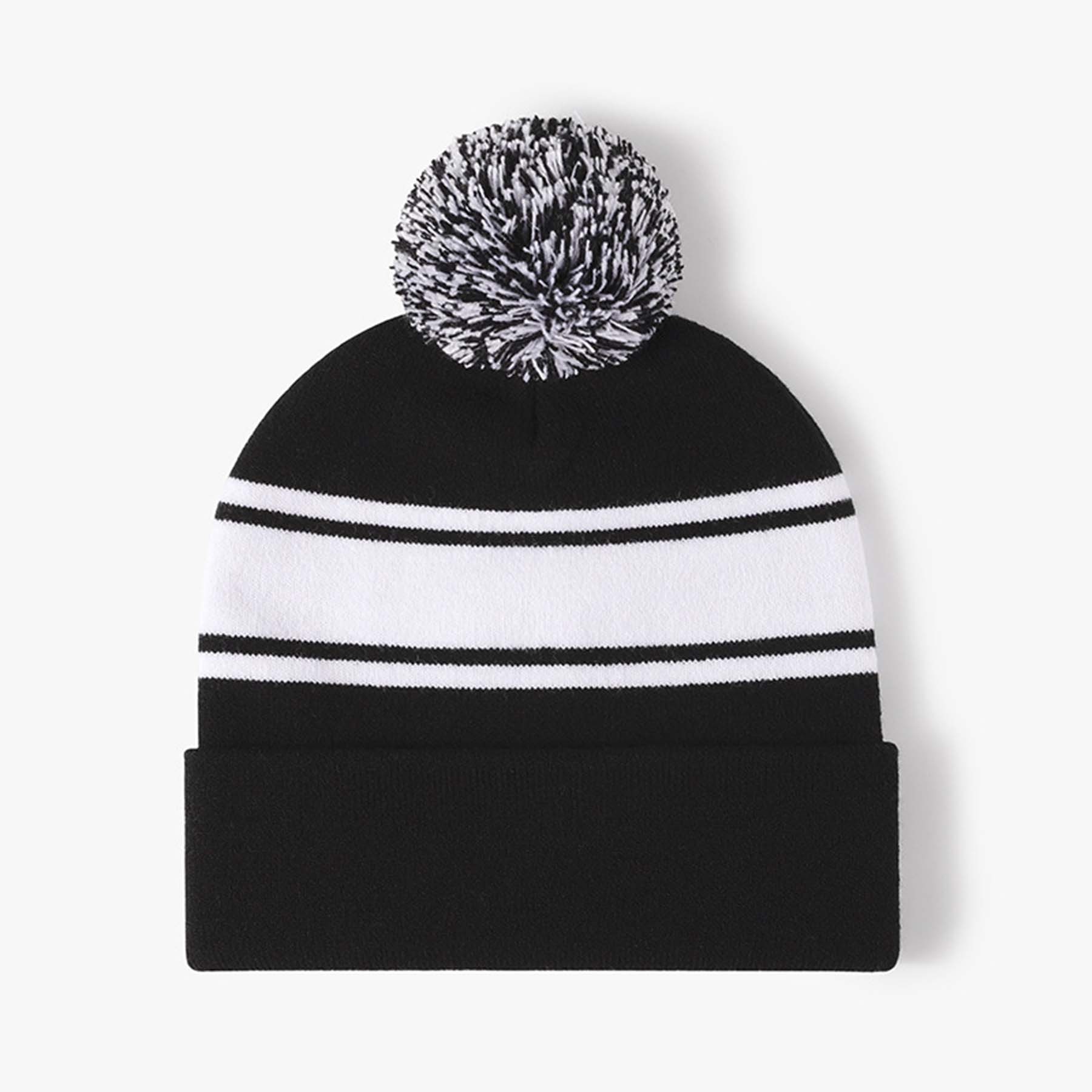 Pom Pom Knit Cuffed Cap 3