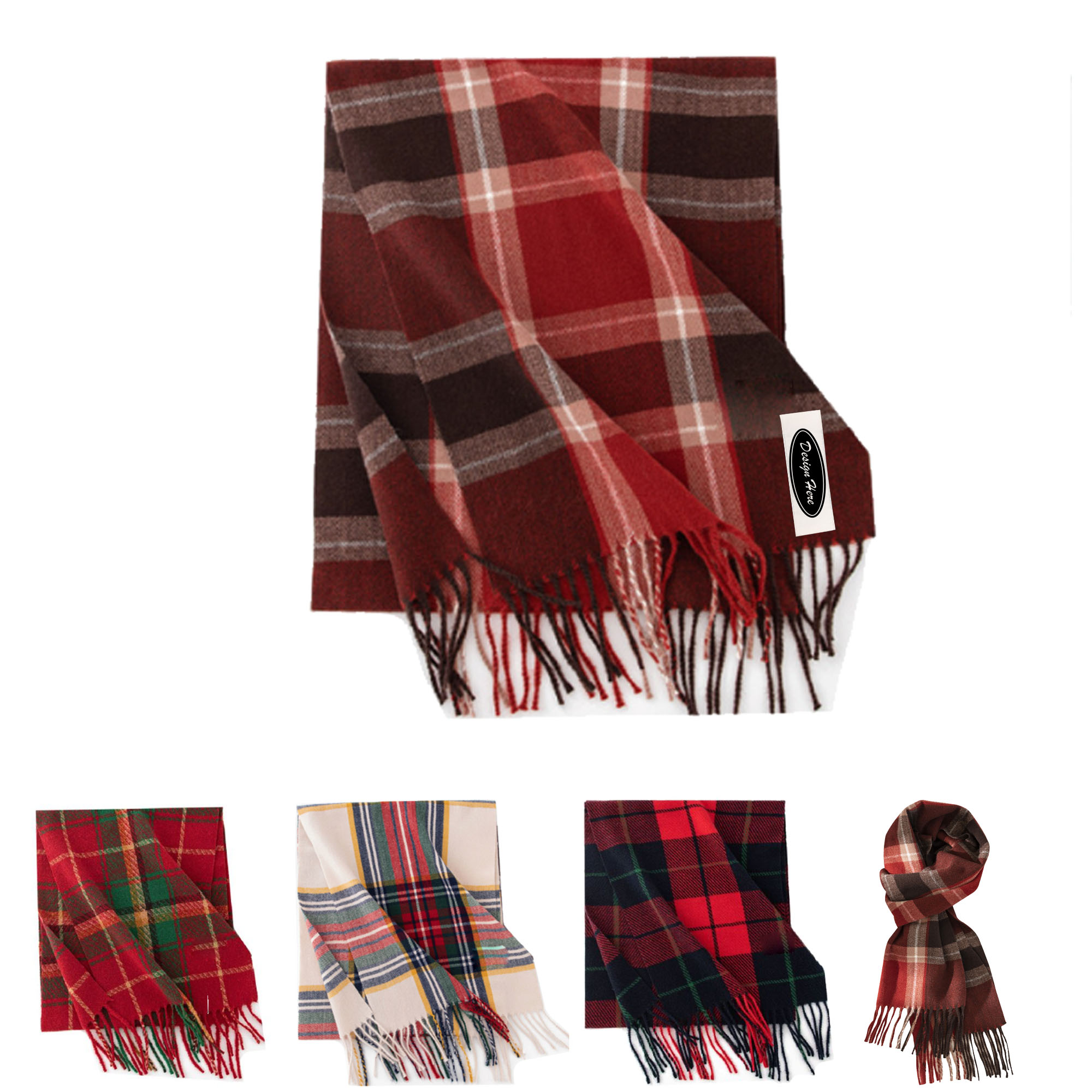 Christmas Checkered Scarf for Autumn and Winter 2