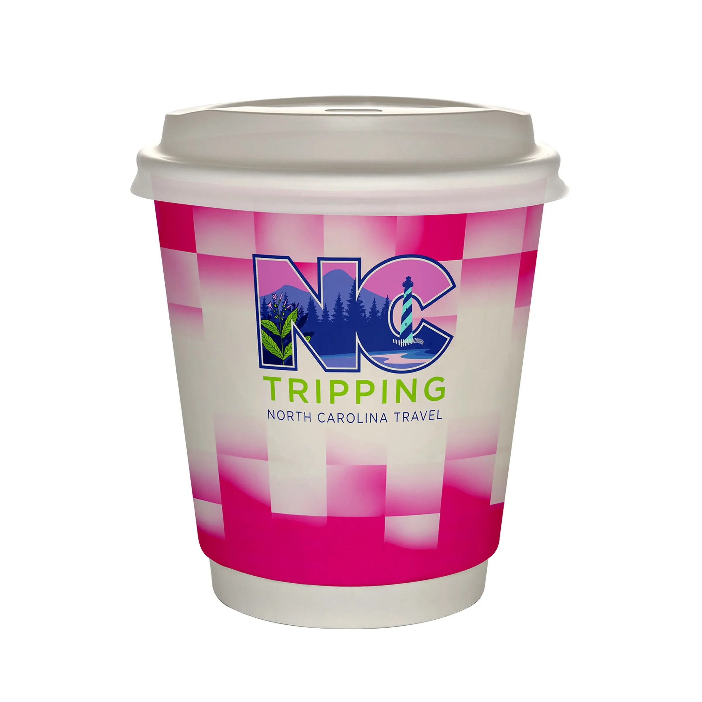 10 oz Full Color Shaded Checkers Insulated Paper Cup With Li 21