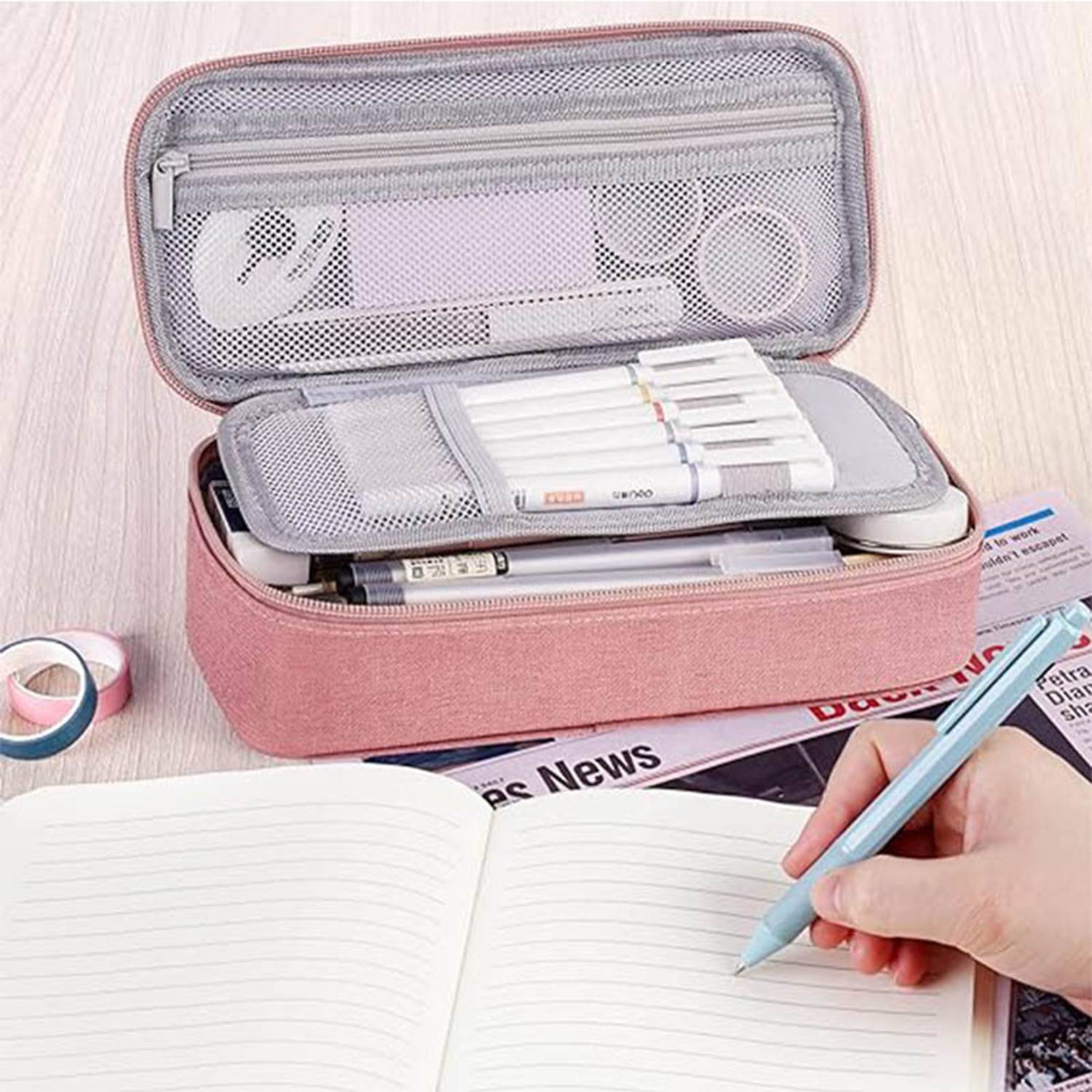 Large Pencil Pouch with Zipper Compartments 6