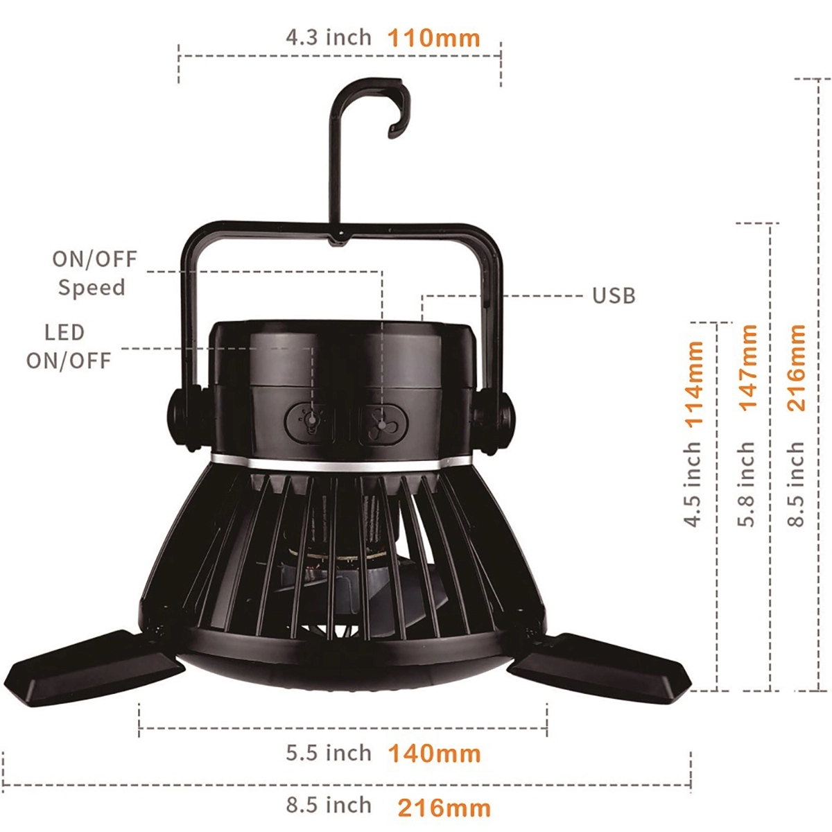 Solar Camping Fan With Led Lights 3