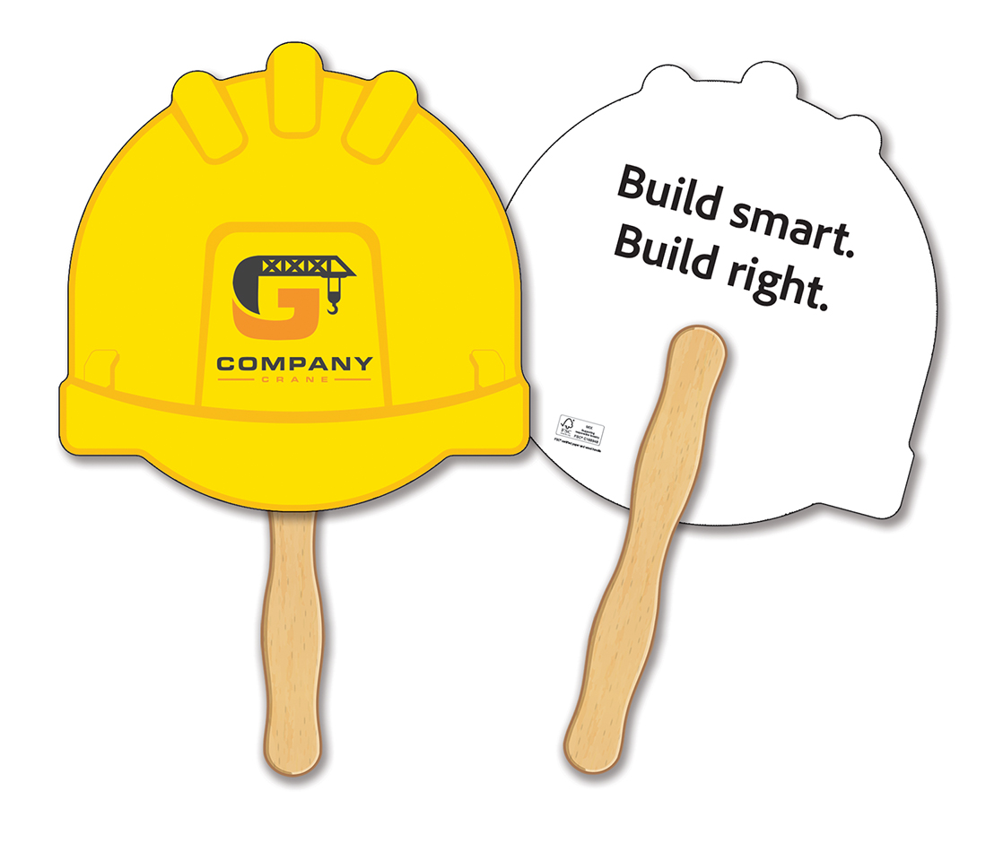 HAND FANS - Full Color, Hard Hat Shaped Hand Fan 2