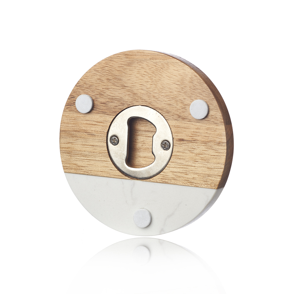 Round Marble and Wood Coaster with Bottle Opener 5