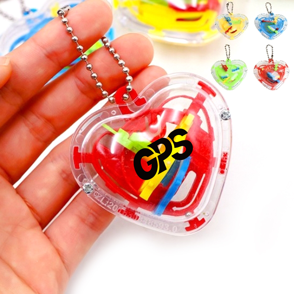 2 3/8 " Heart Shape Keychain With 3D Puzzle Toy 5