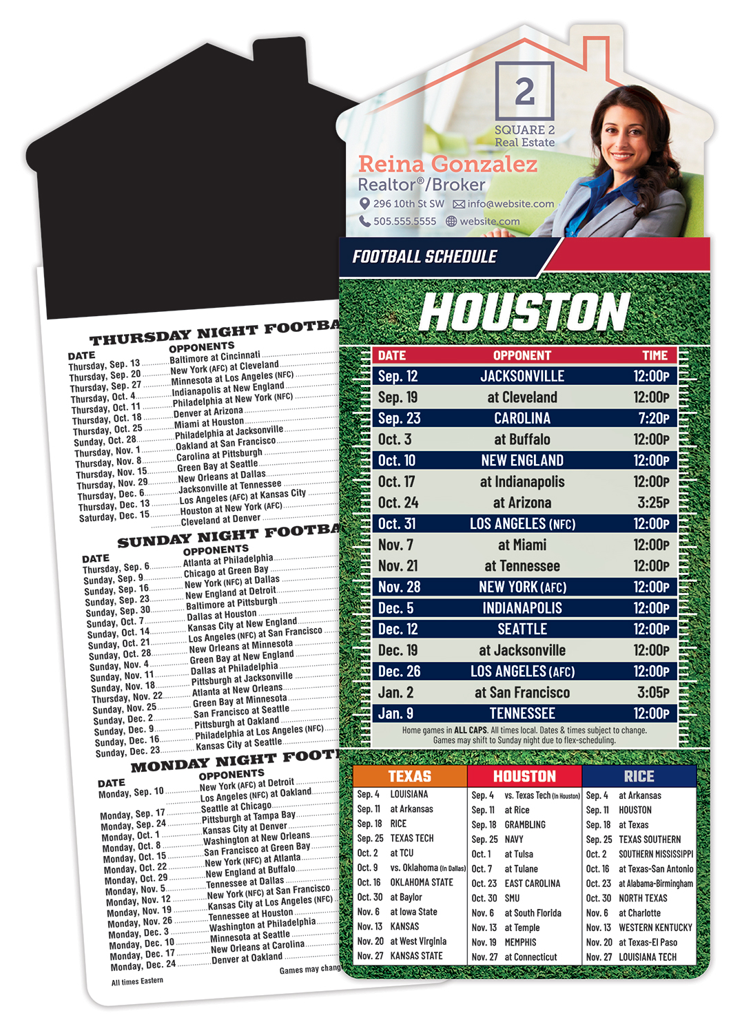 Magna-Card House Shape Magnet Football Schedules (3.5x9) 1