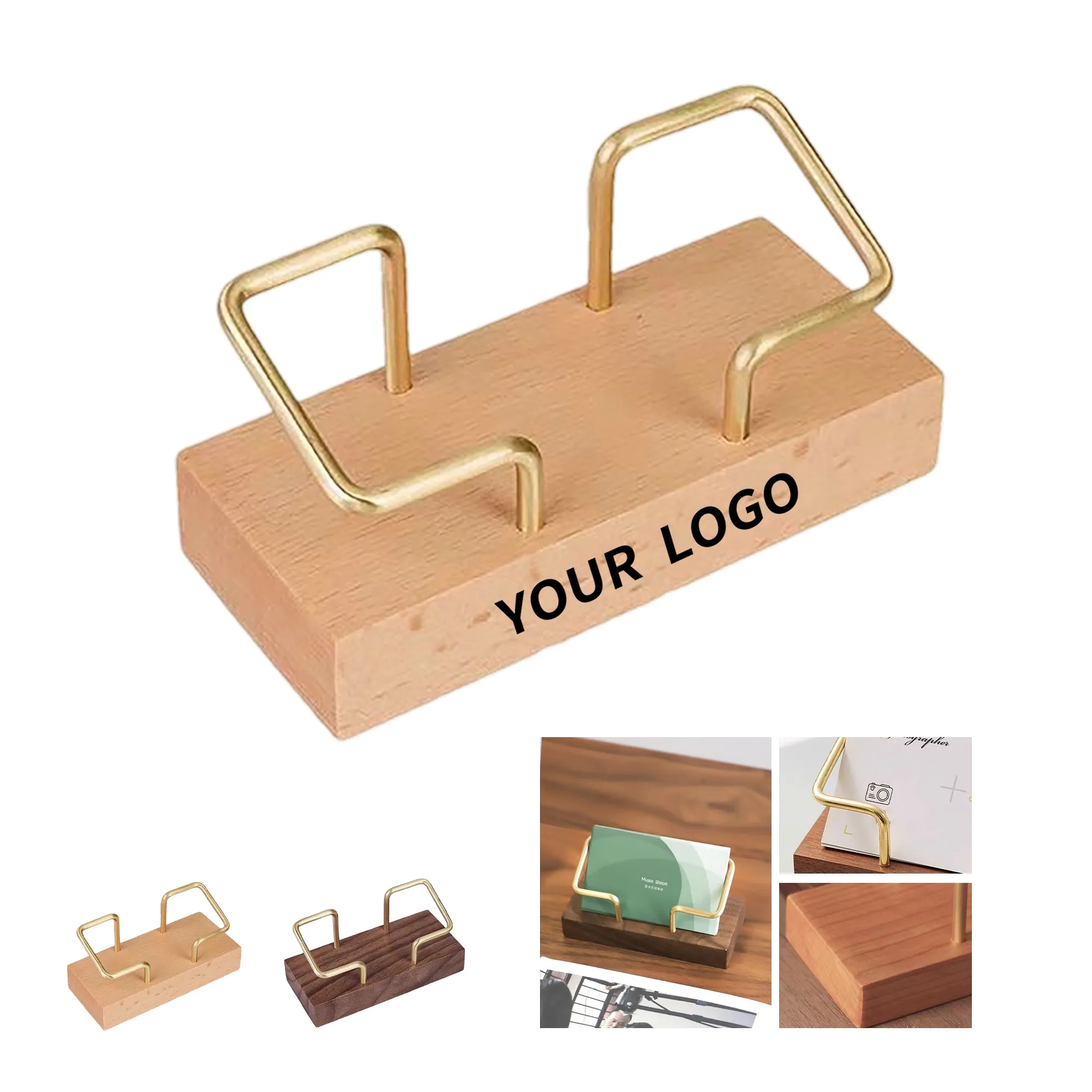 Wood Metal Business Card Holder 3