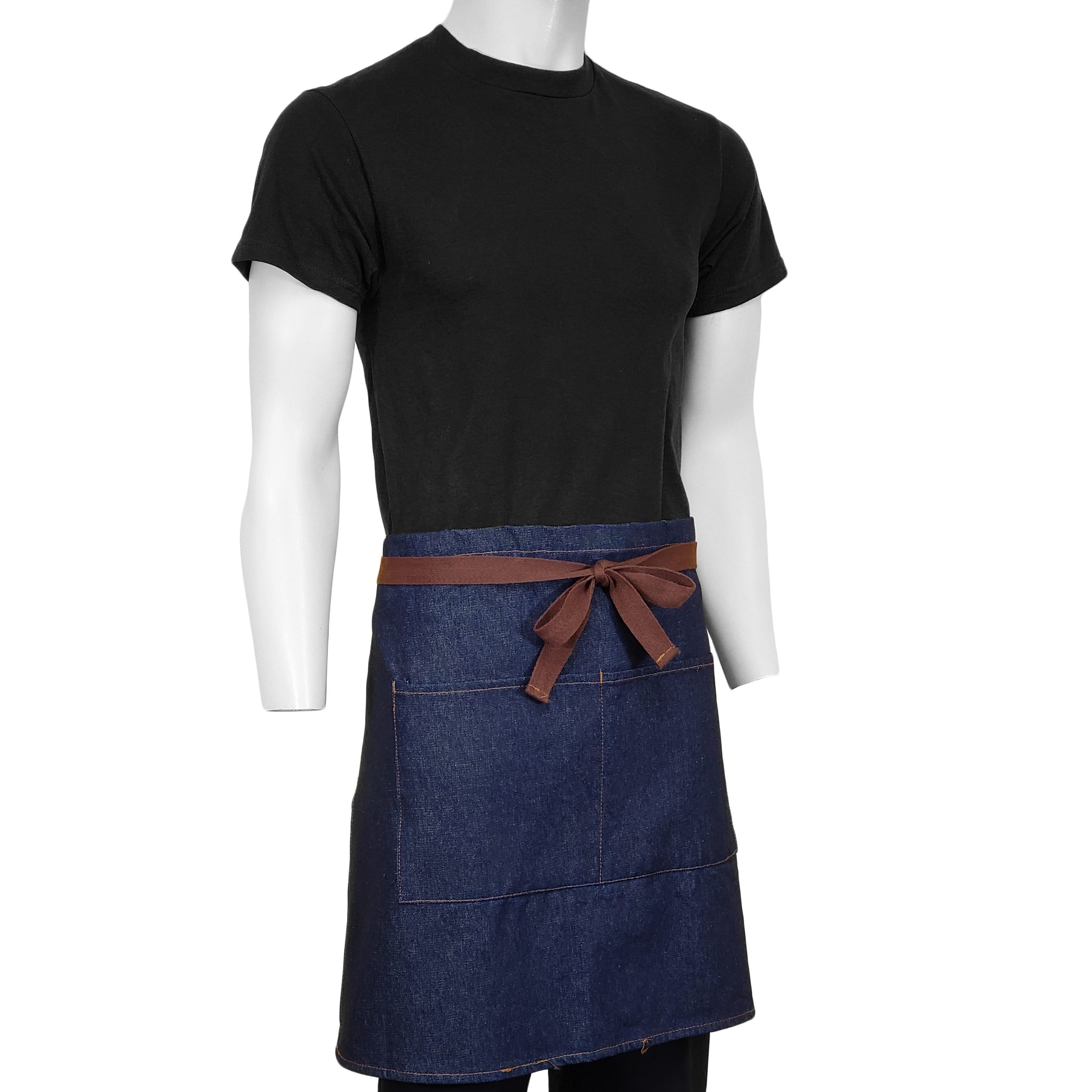 28 in. x 19 in. Denim Half Bistro Apron with Pockets (BLANK) 8