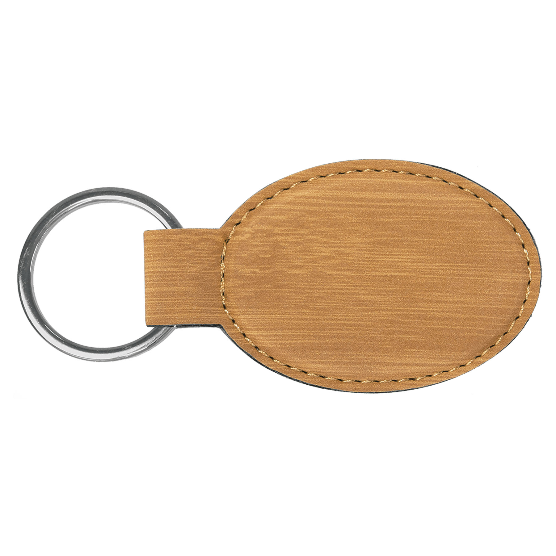 Bamboo Leatherette Oval Keychain 1