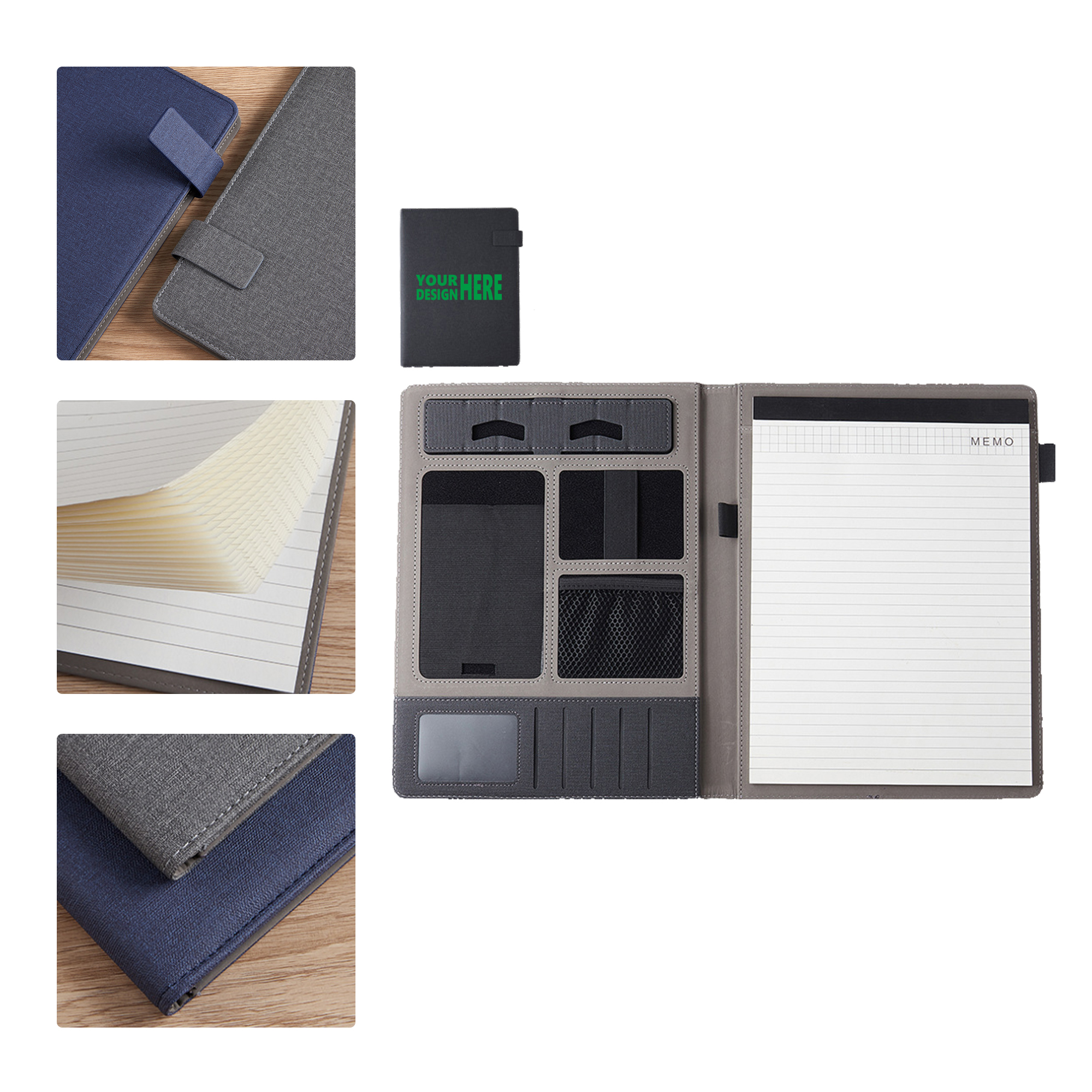 MOQ 20 Gray Fabric Contract Folder with Multifunctional Design 2