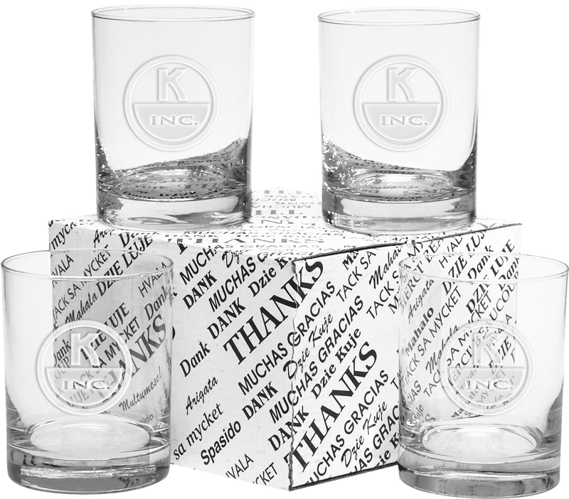 14 oz. Thank You Set of 4 DOF Glasses - Etch 9