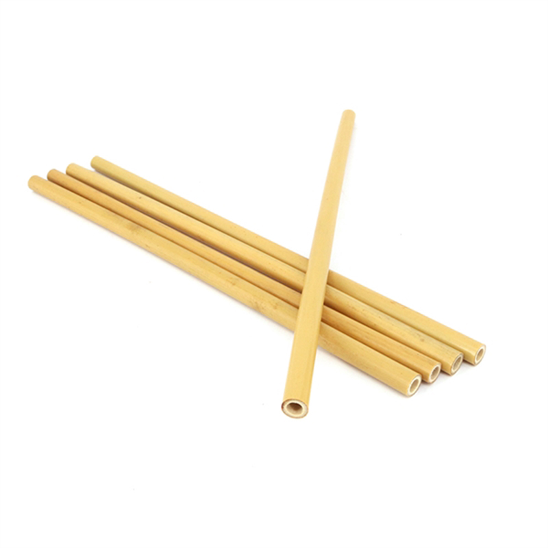 5pcs Reusable Bamboo Drinking Straw W/ Cleaning Brush In Carrying Pouch 4