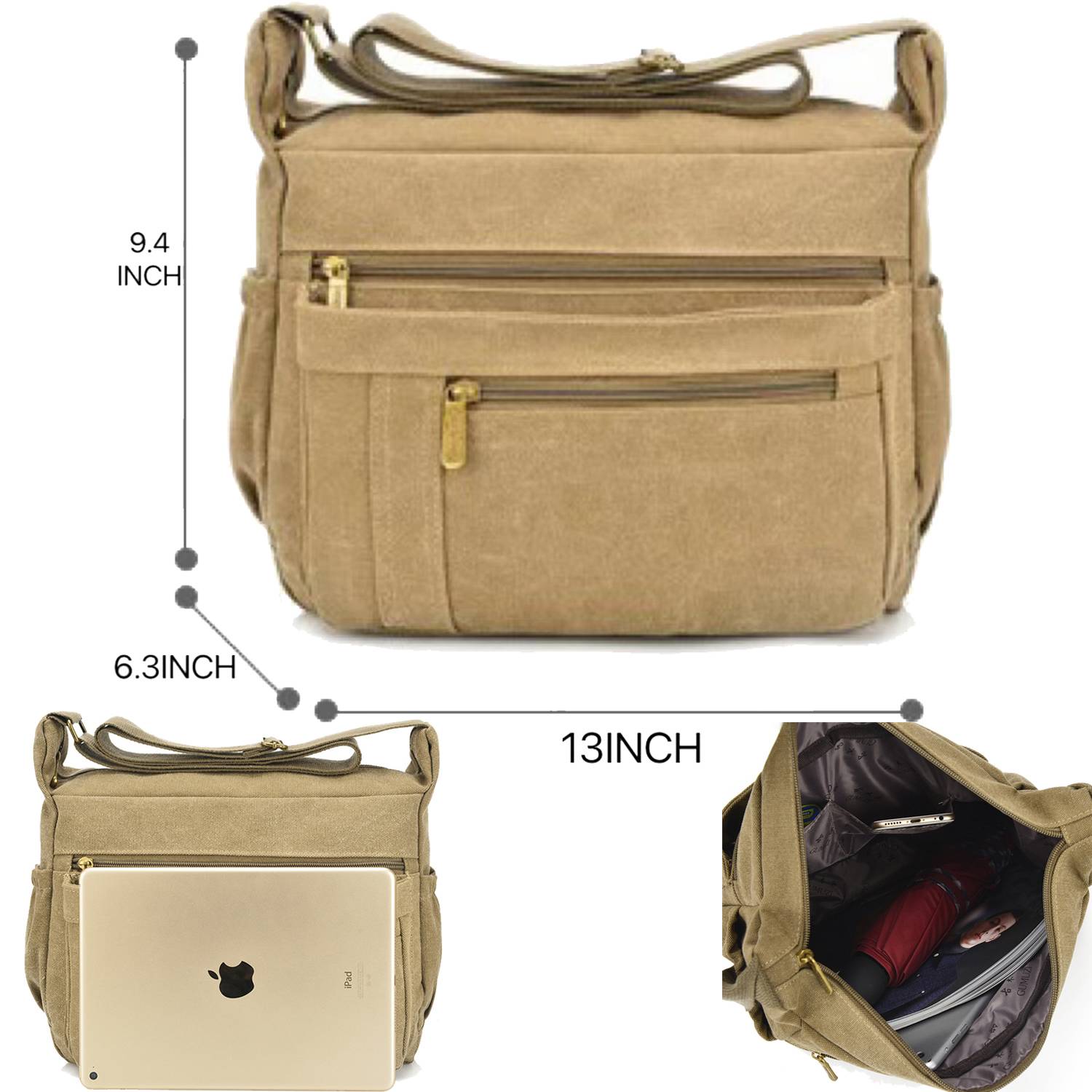 Light Weight Canvas Messenger CrossBody Bag for Women 3